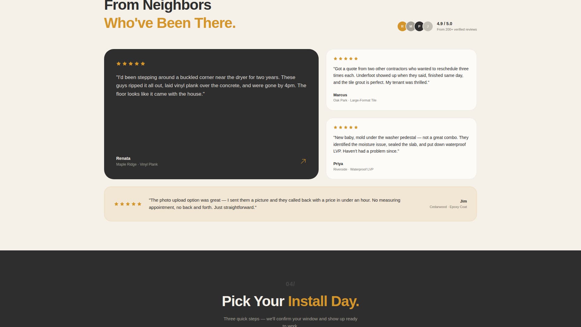 Underfoot - Trusted Flooring Landing Page Template