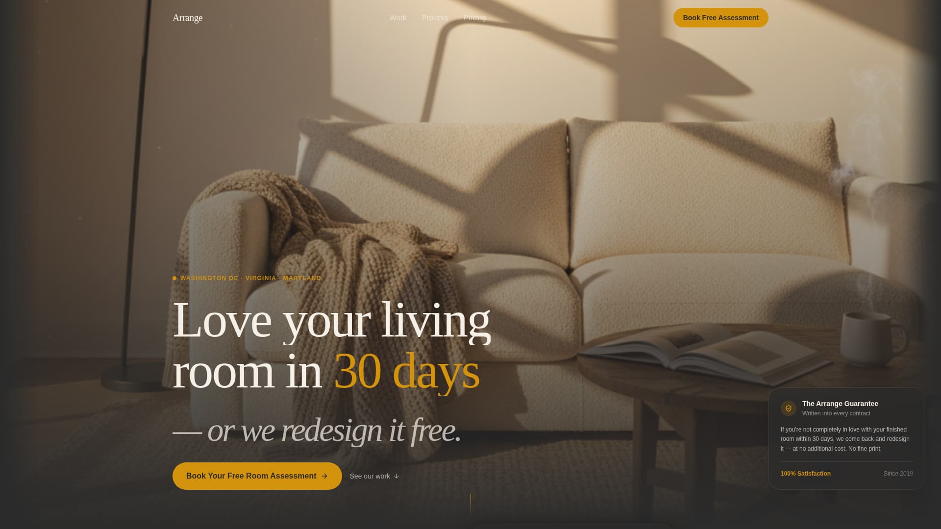 Arrange - Guaranteed Interior Landing Page Template