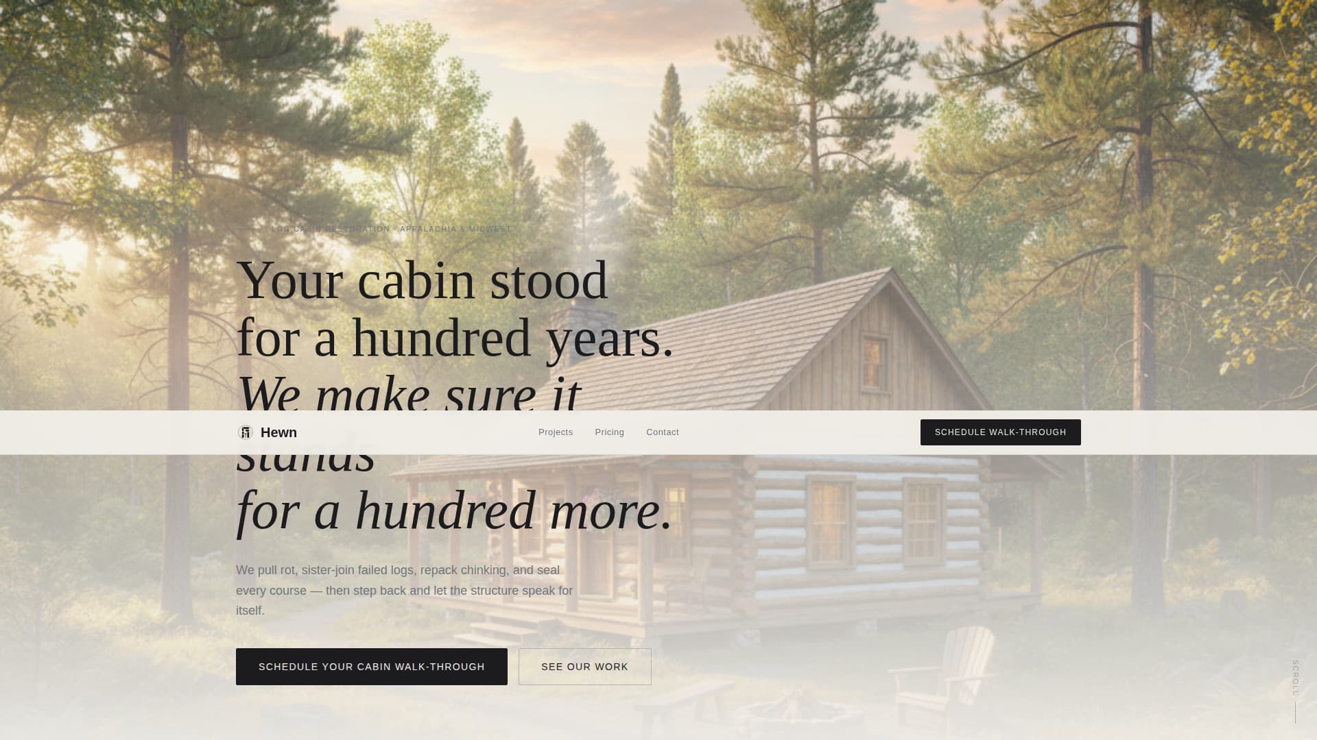 Hewn - Reliable Cabinrestoration Landing Page Template