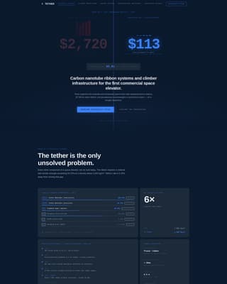 Tether - Precision Aerospace Landing Page Template
