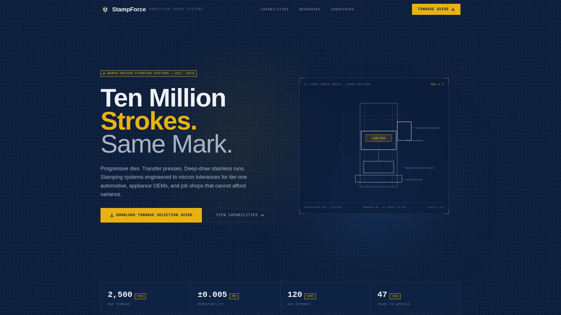 Stampforce - Precision Stamping Landing Page Template