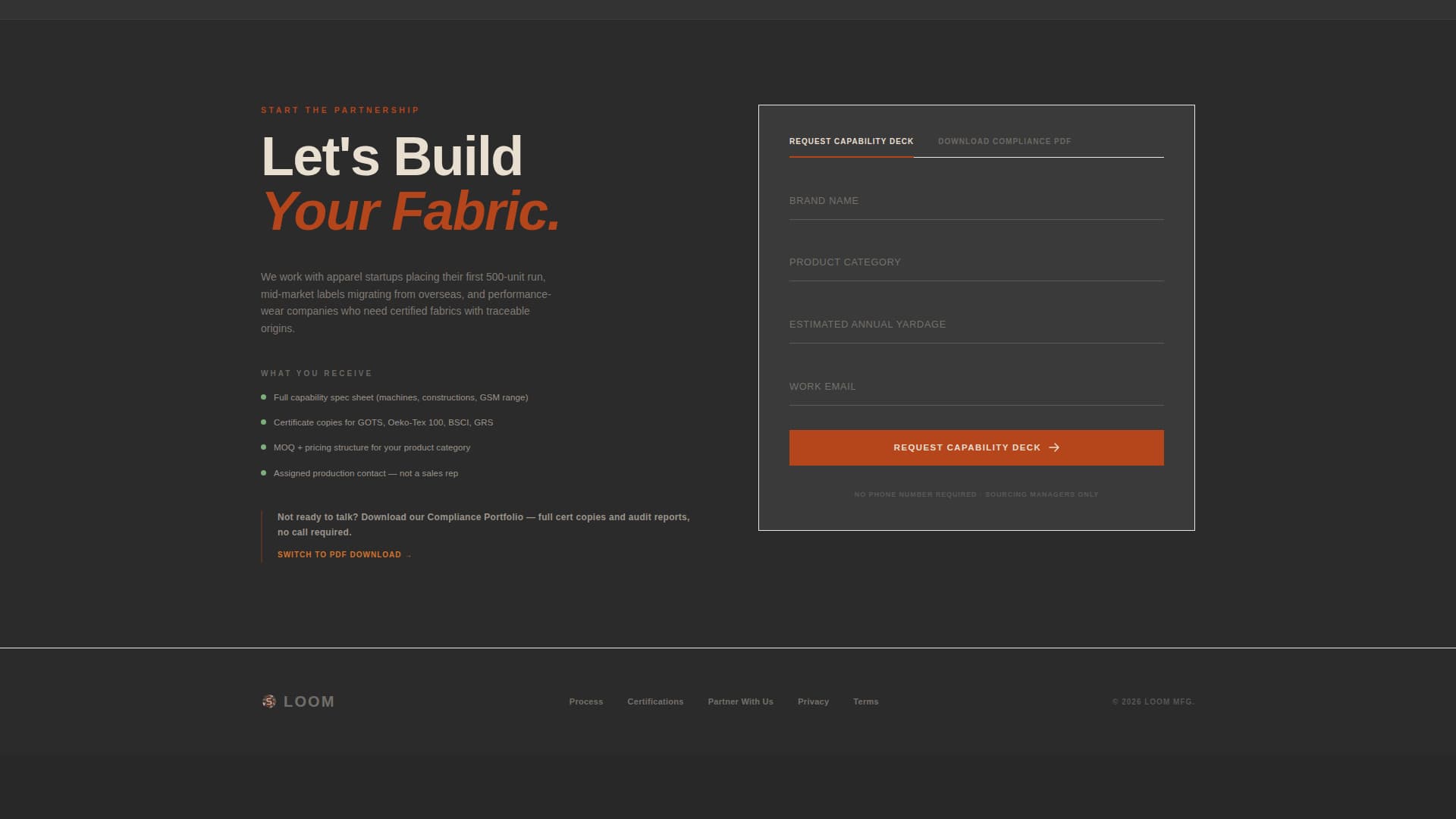 Loom - Industrial Textile Landing Page Template
