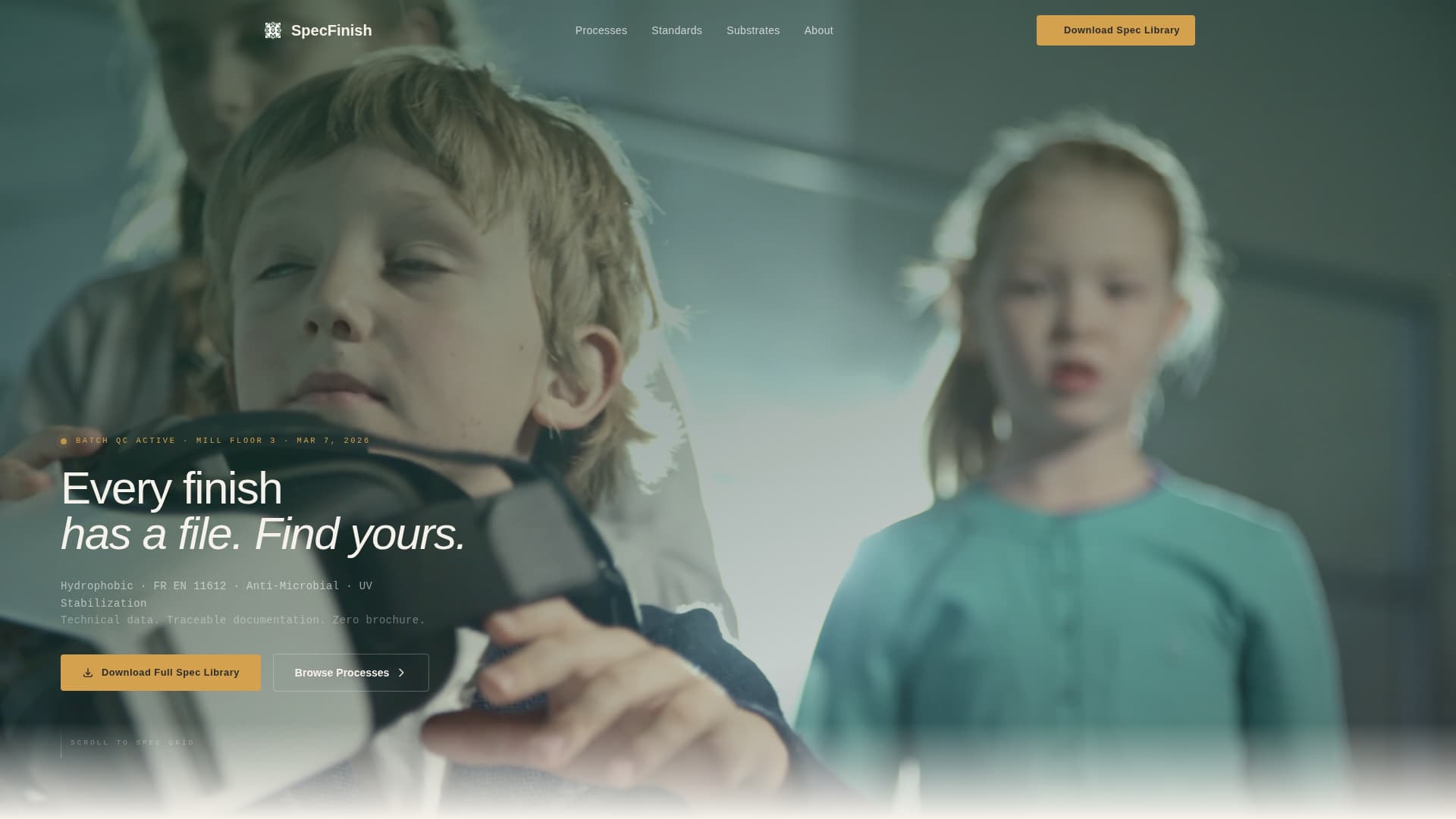 Specfinish - Precision Textile Landing Page Template