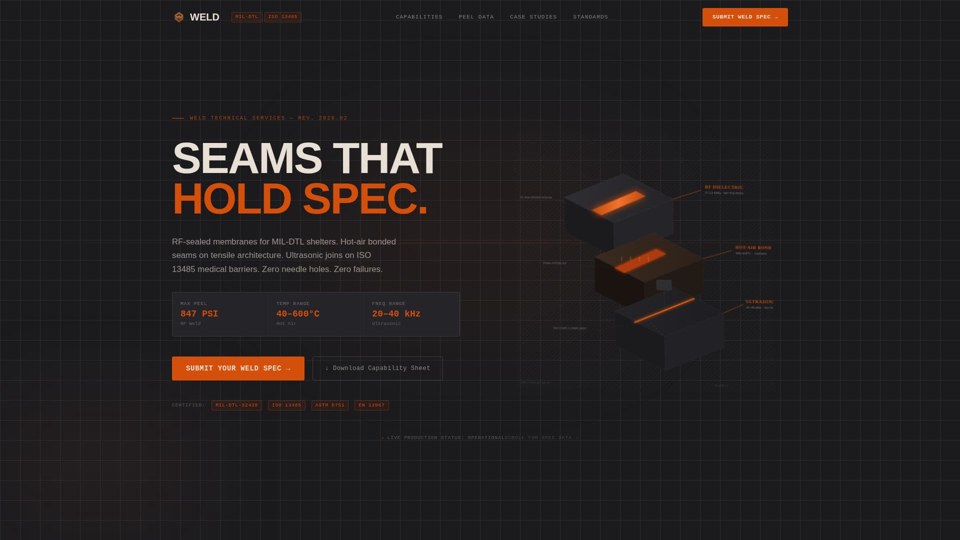 Weld - Precision Industrial Landing Page Template