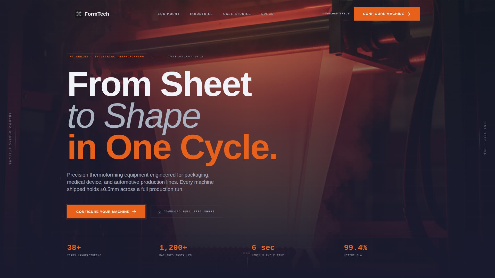 Formtech - Precision Thermoforming Landing Page Template