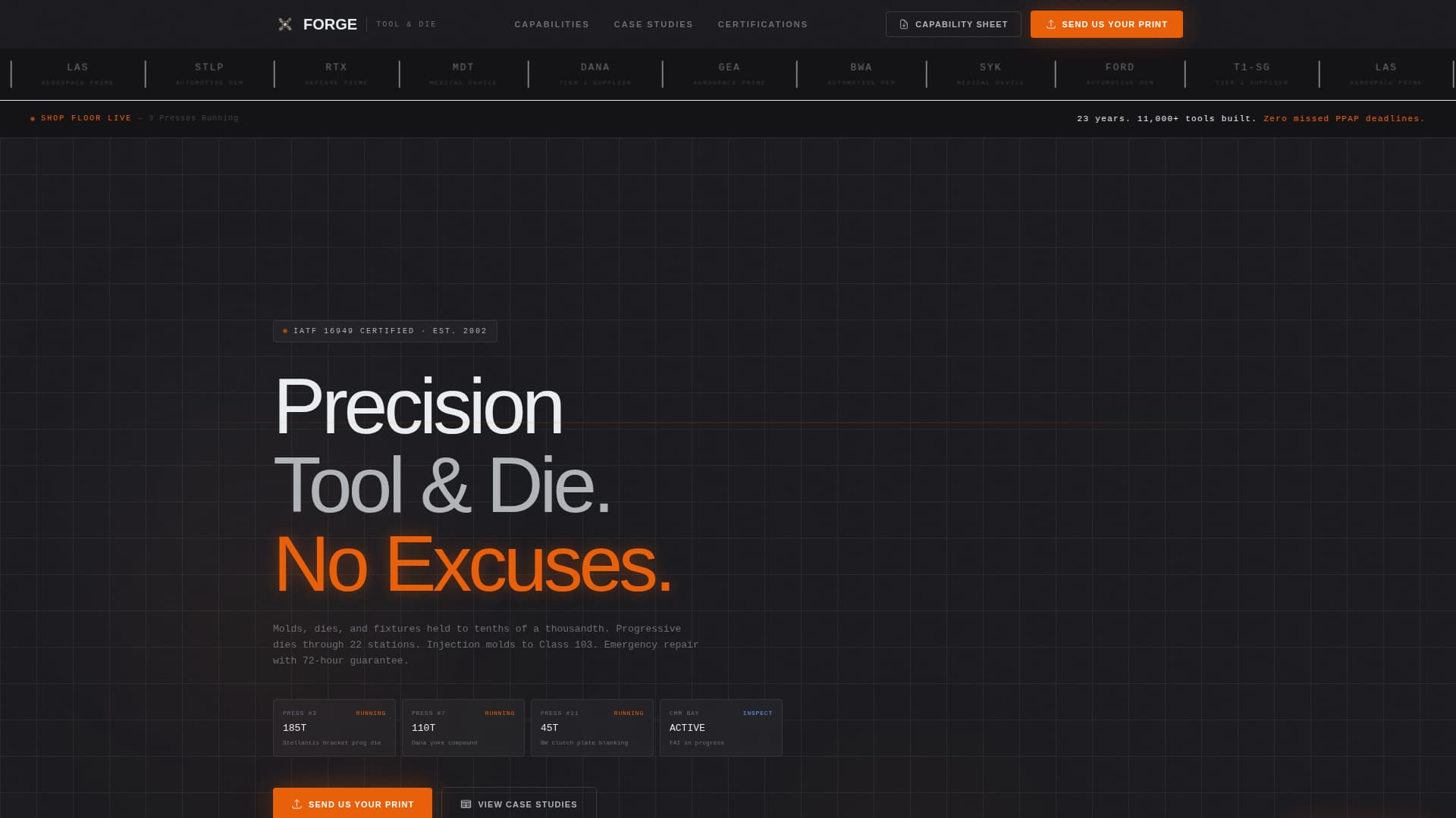 Forge - Precision Toolanddie Landing Page Template