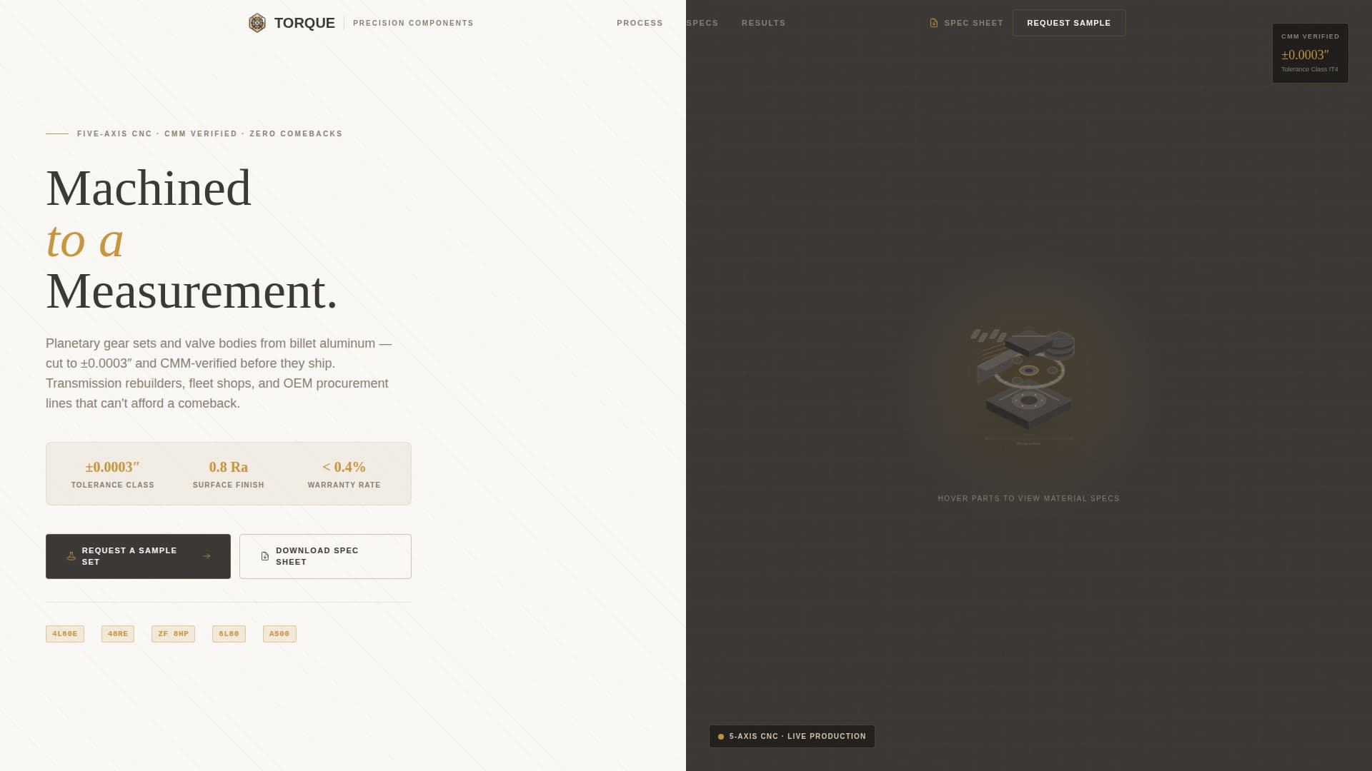 Torque - Precision Transmission Landing Page Template