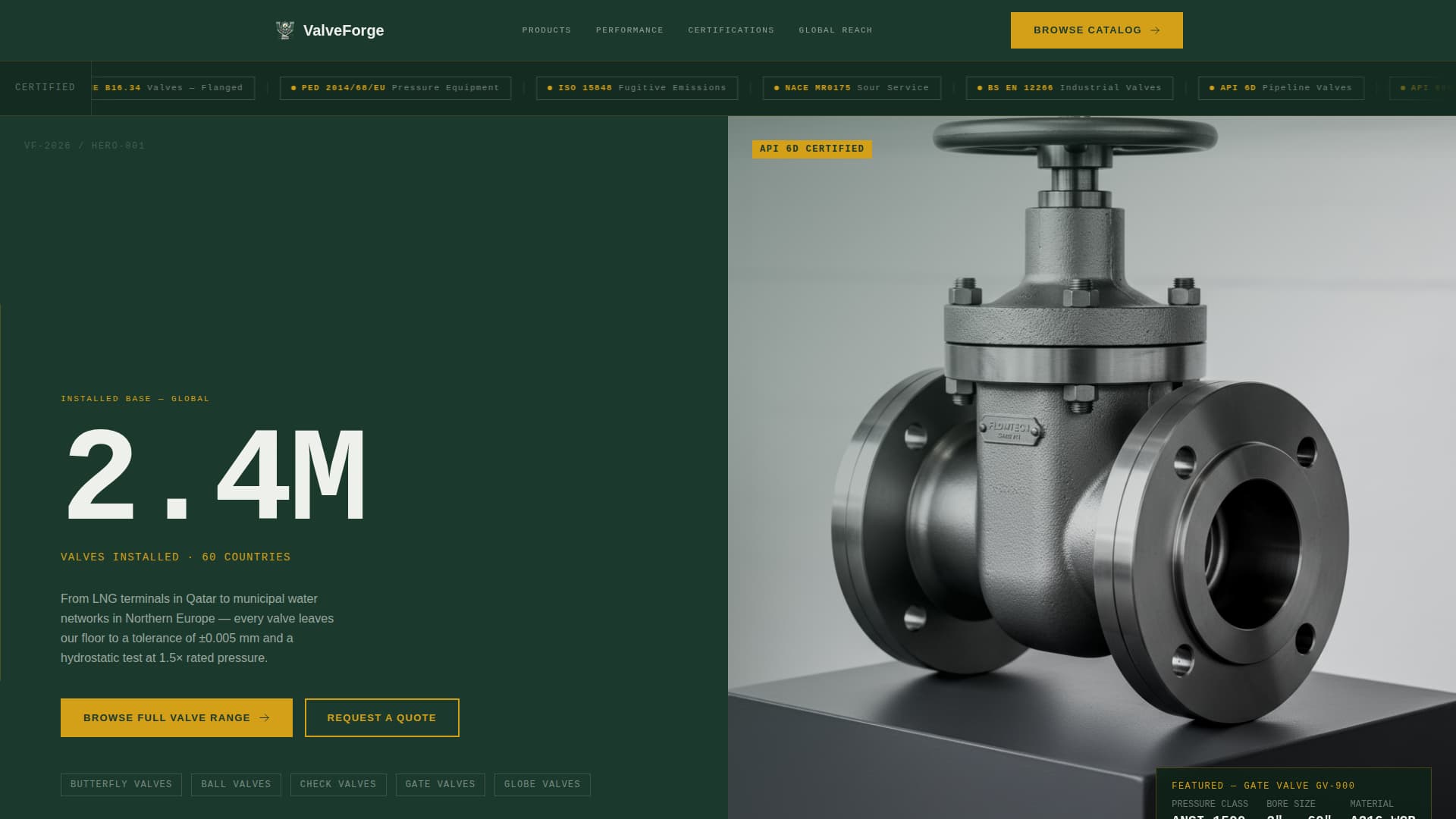 Valveforge - Precision Industrial Landing Page Template