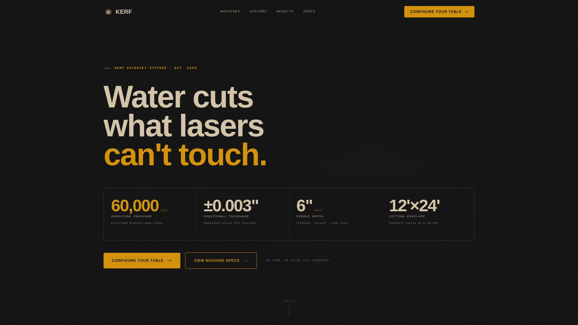 Kerf - Precision Waterjet Landing Page Template