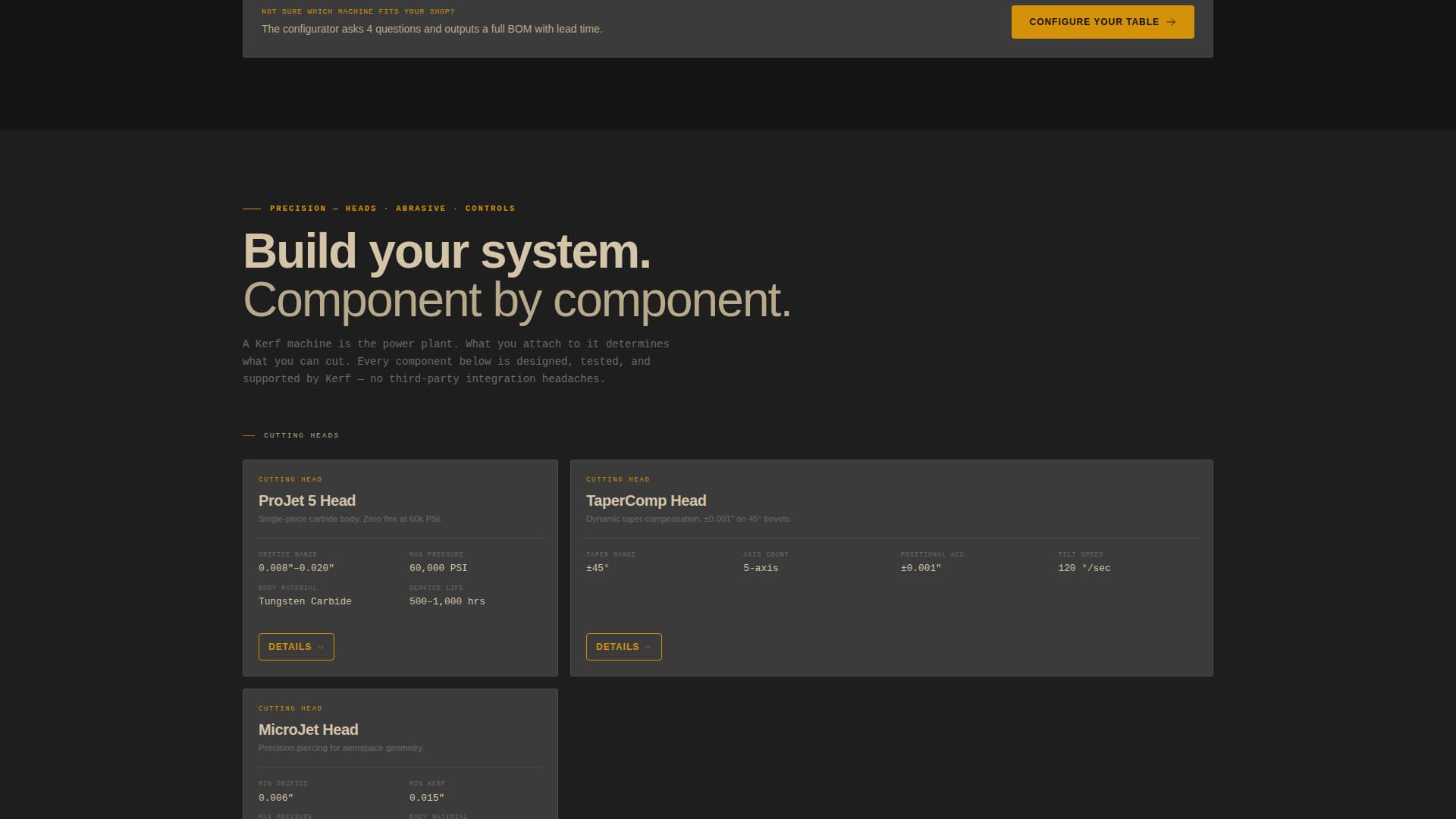 Kerf - Precision Waterjet Landing Page Template