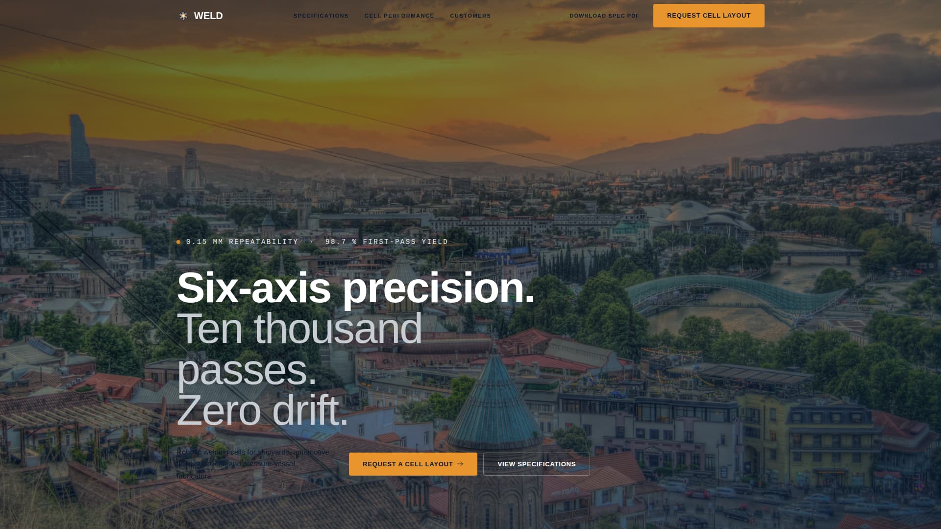 Weld - Precision Robotics Landing Page Template