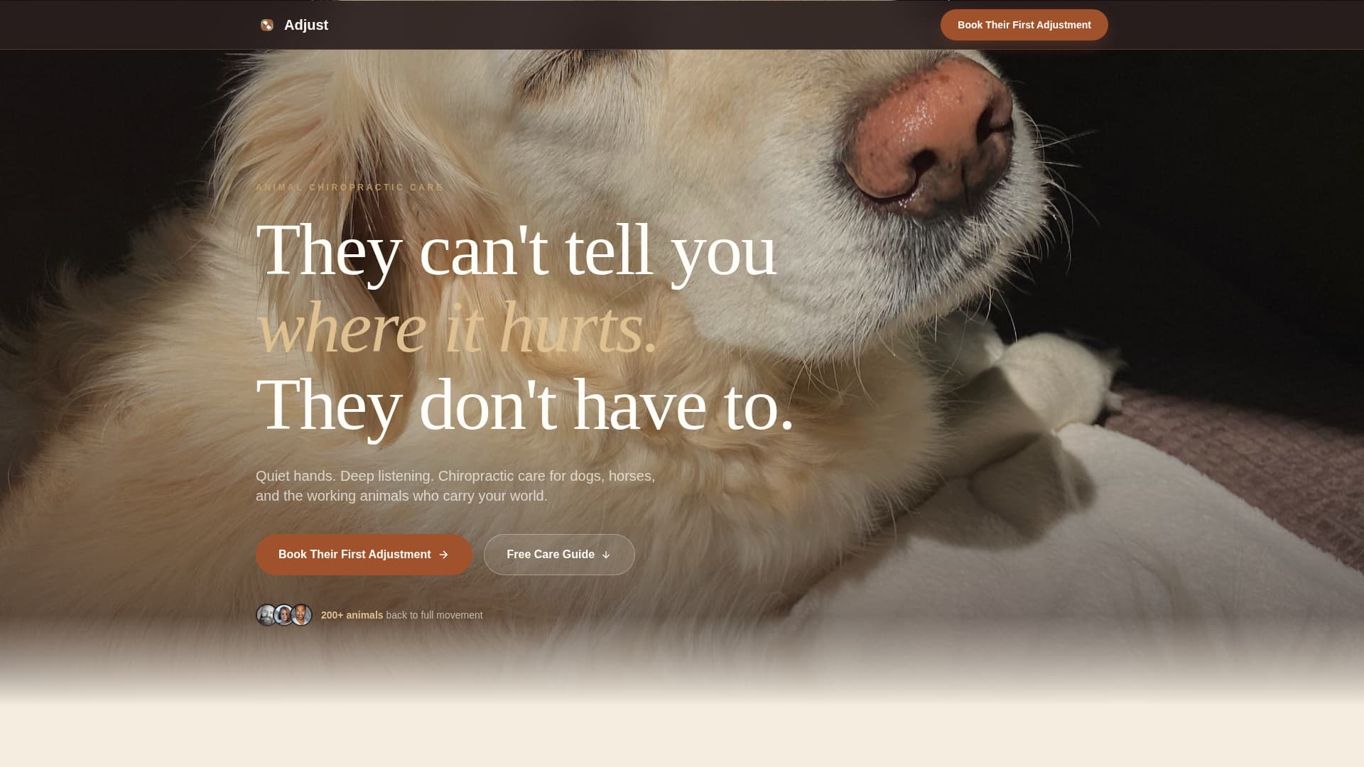 Adjust - Trusted Animalchiropractic Landing Page Template