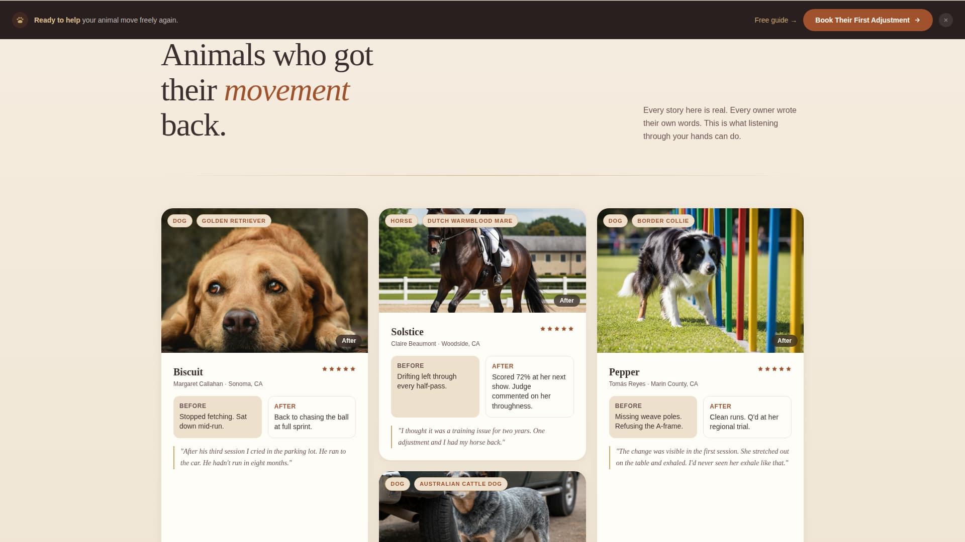 Adjust - Trusted Animalchiropractic Landing Page Template