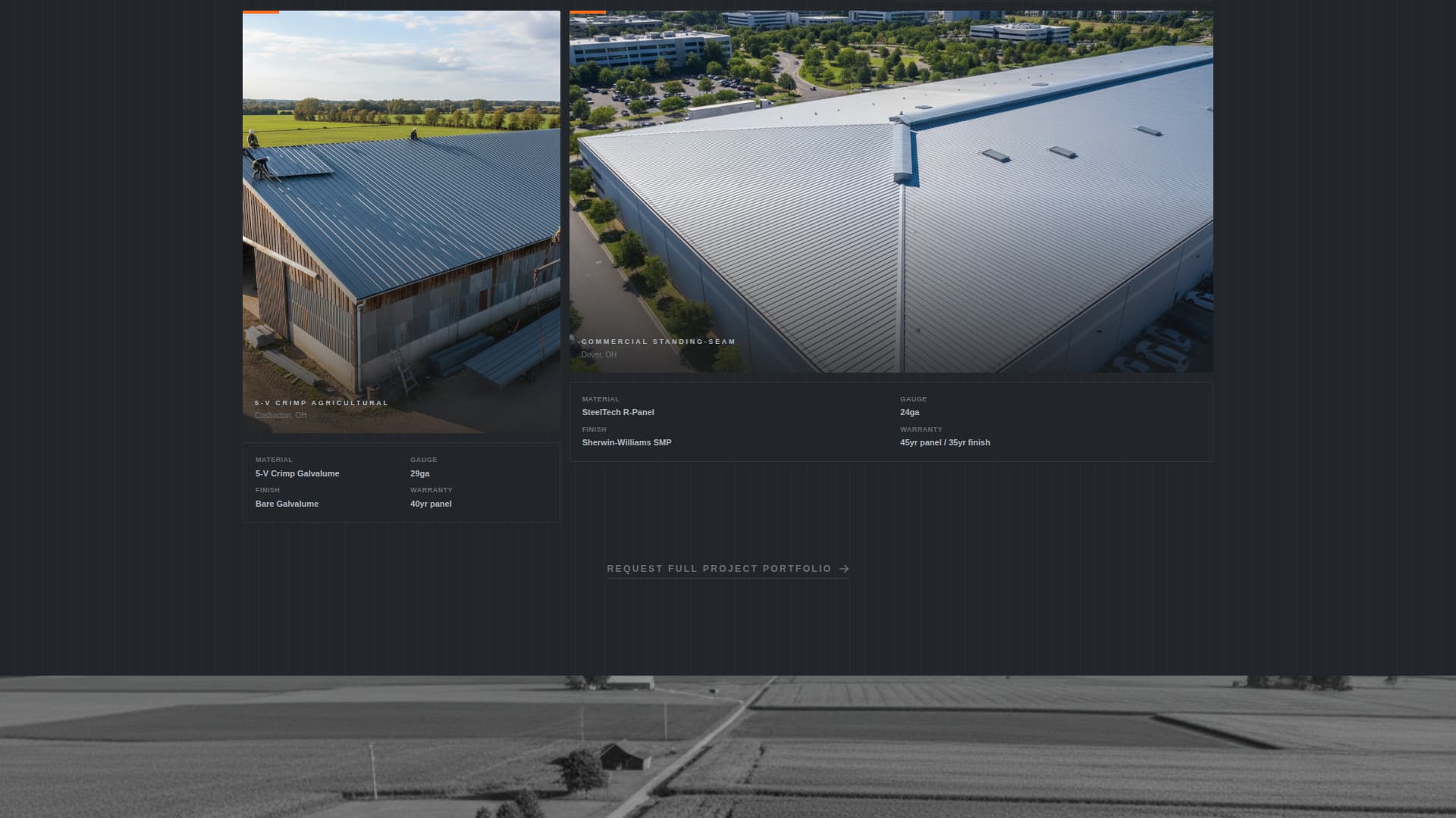 Metal Roofing Specialist Website Template with Job Map