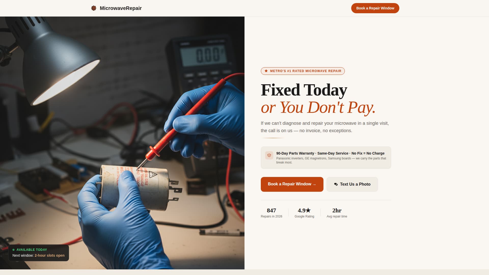 Appliance Repair & Specialist Booking Website Template