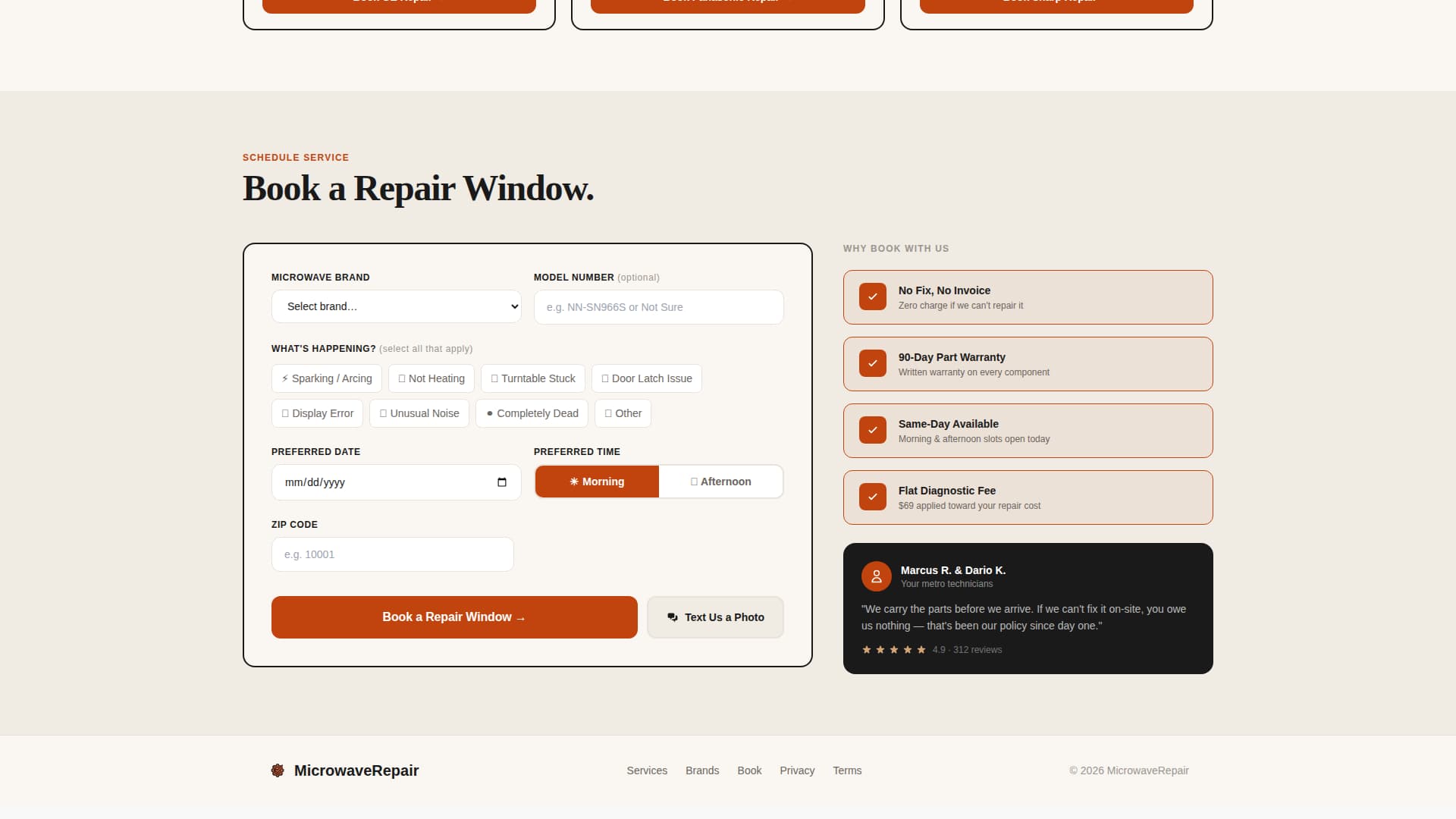 Appliance Repair & Specialist Booking Website Template