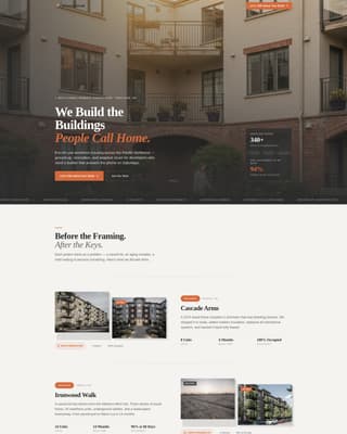 Multi-Family Apartment Construction Professional Website Template