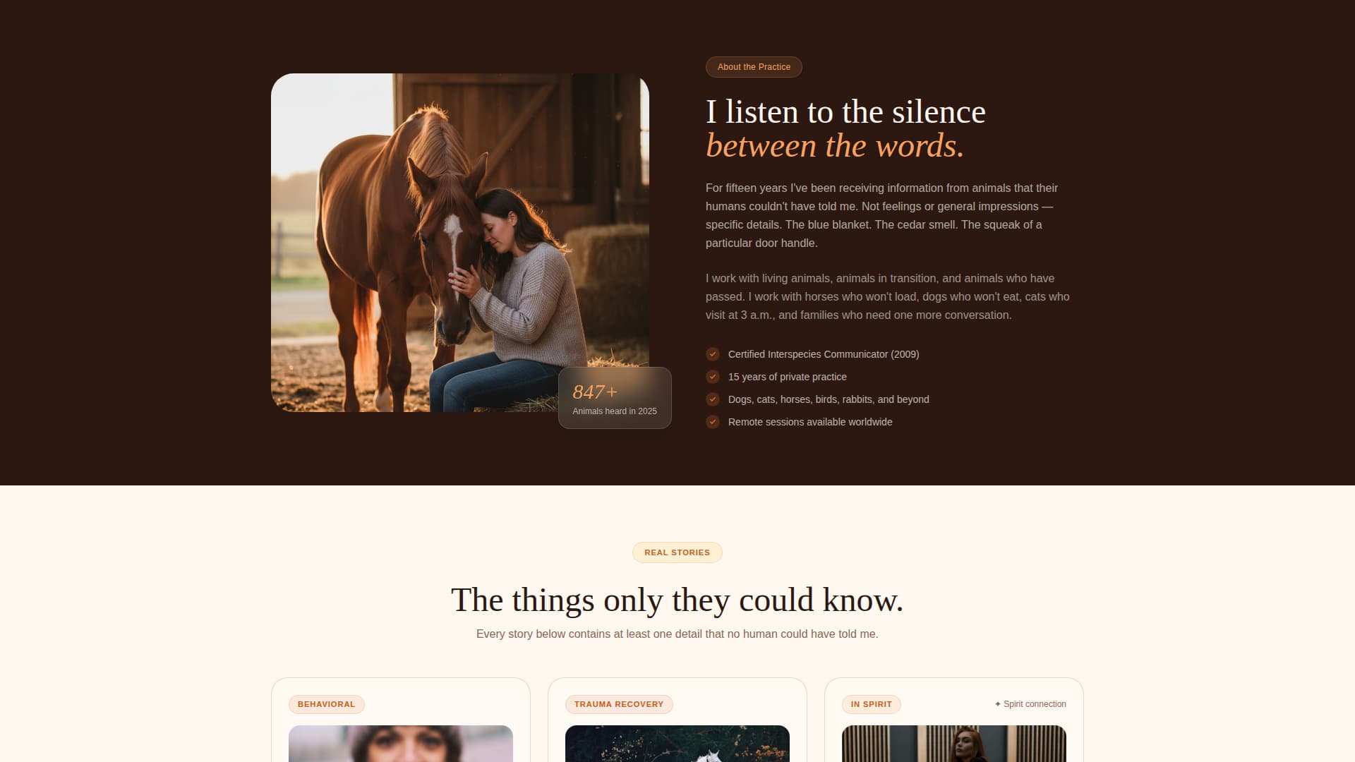 Whisper - Soulful Animalcommunication Landing Page Template