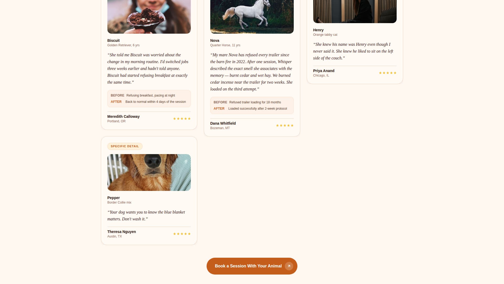 Whisper - Soulful Animalcommunication Landing Page Template