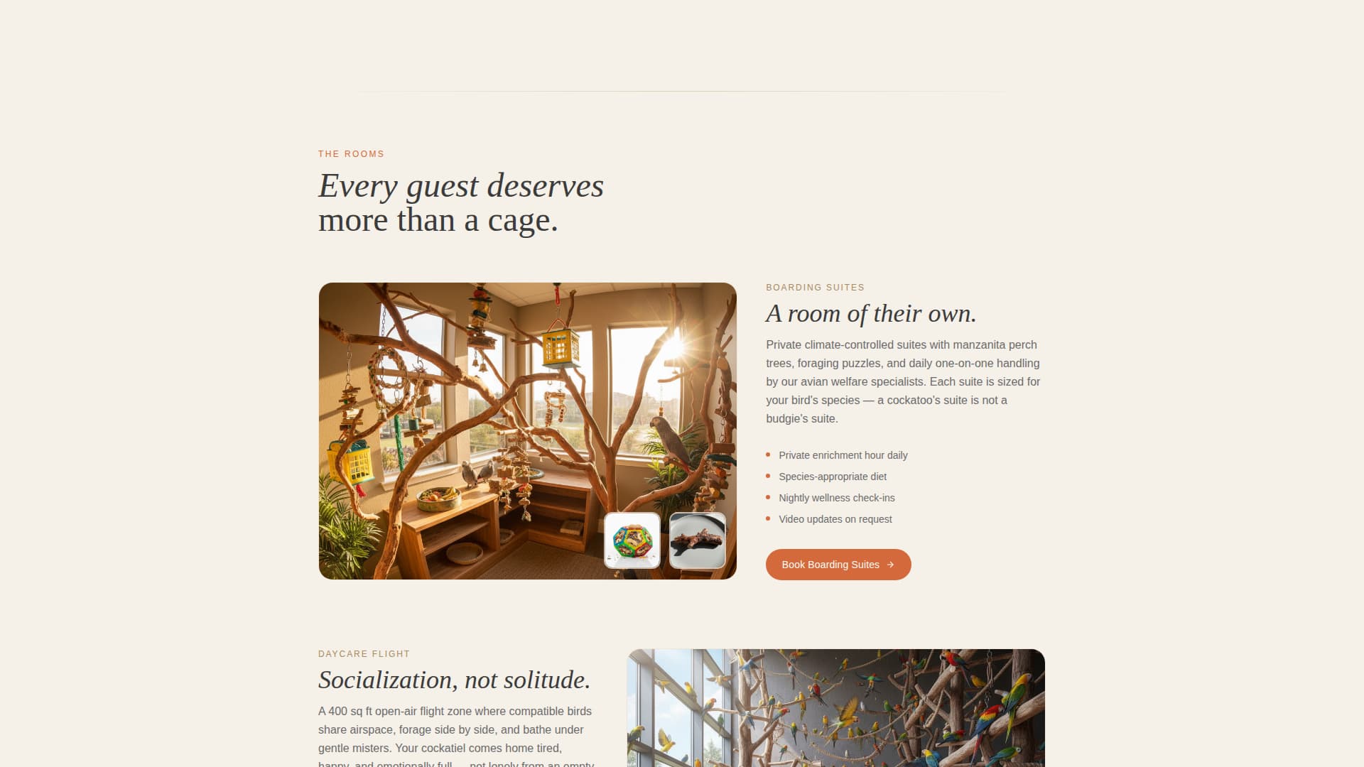Roost - Trusted Birdboarding Landing Page Template