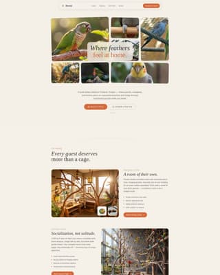 Roost - Trusted Birdboarding Landing Page Template