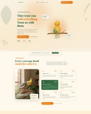 Plume - Heartfelt Birdinsurance Landing Page Template