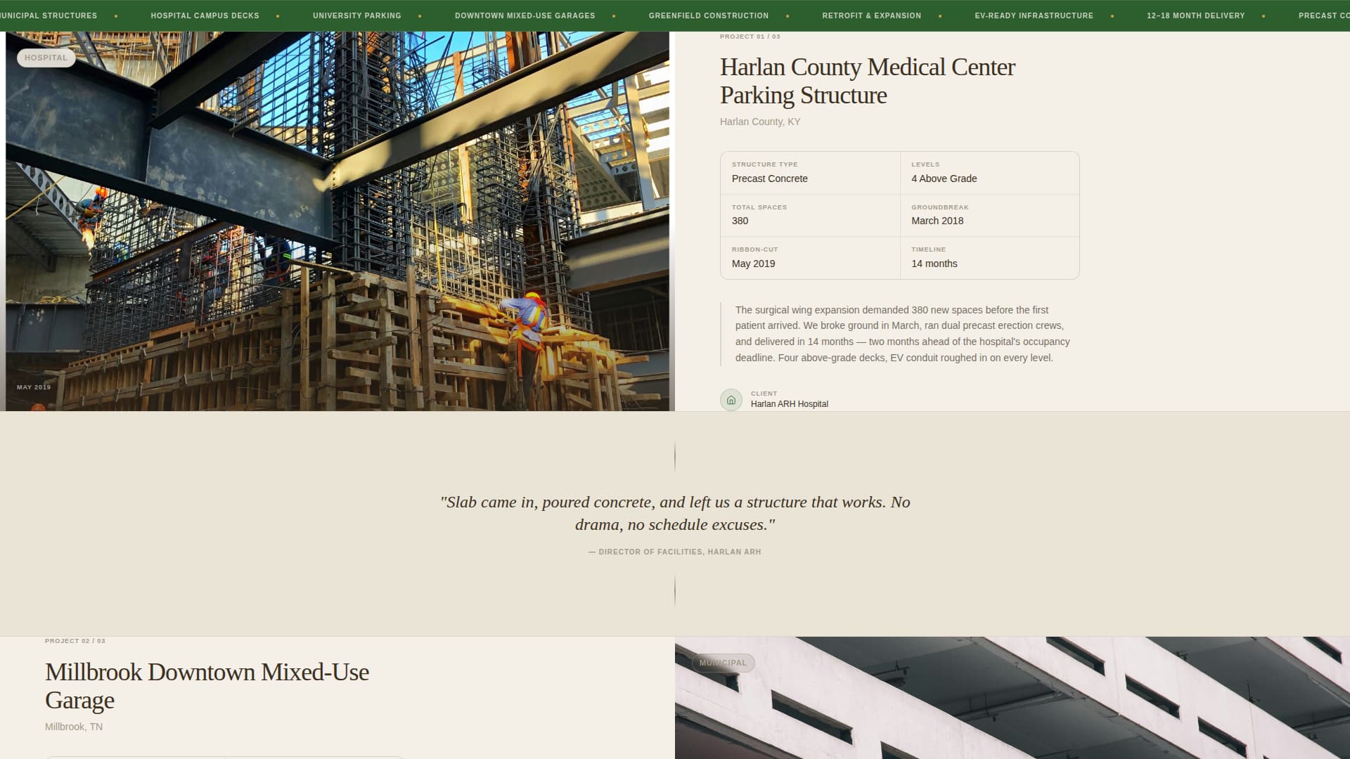 Parking Structure Construction Pricing Website Template