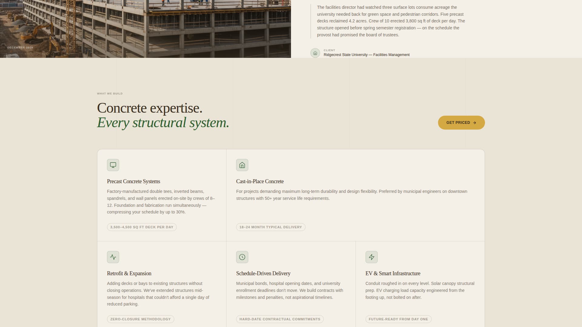 Parking Structure Construction Pricing Website Template