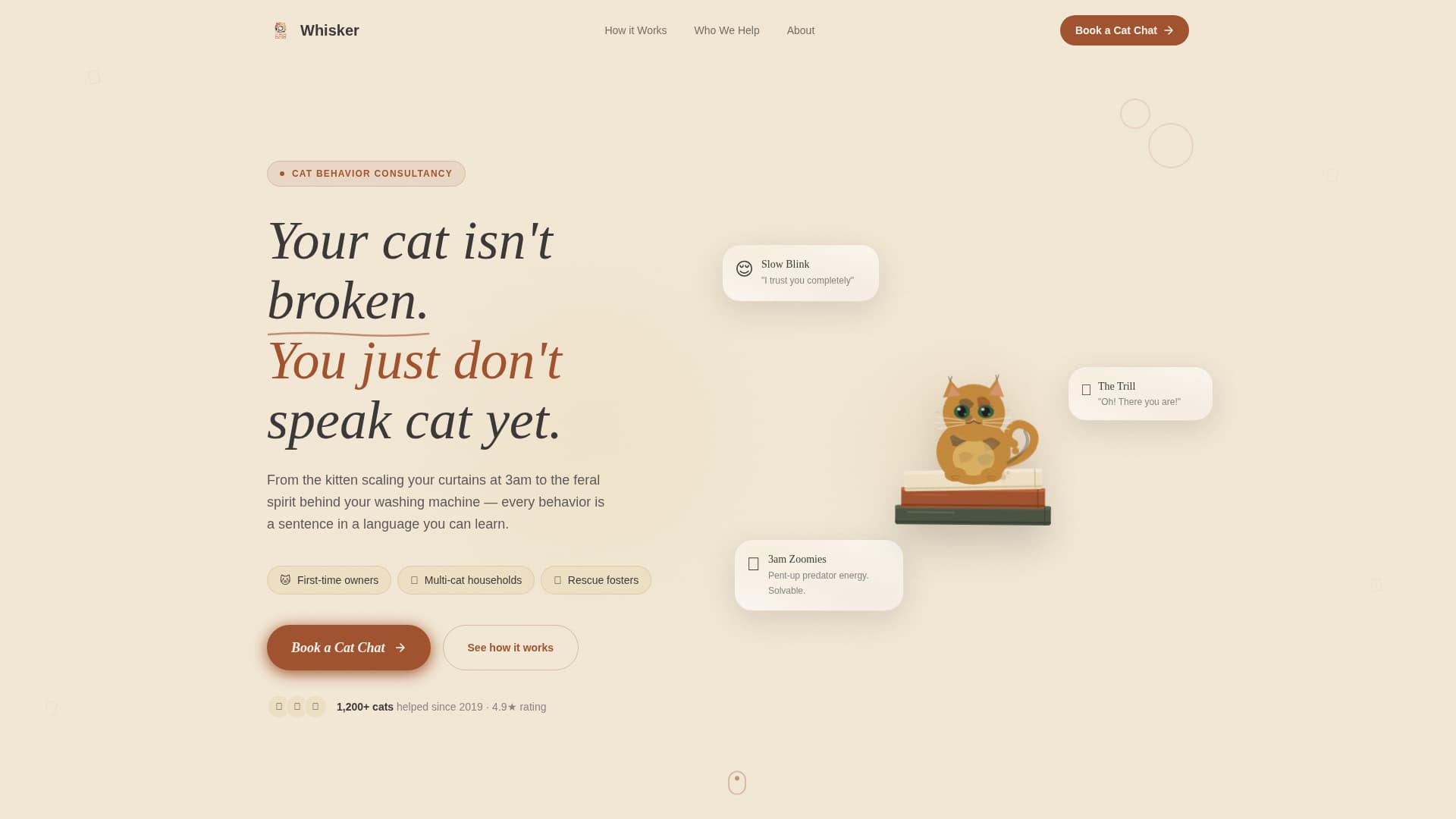 Cat Specialist Booking Website Template