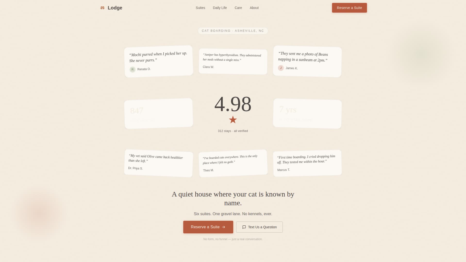 Lodge - Trusted Catboarding Landing Page Template