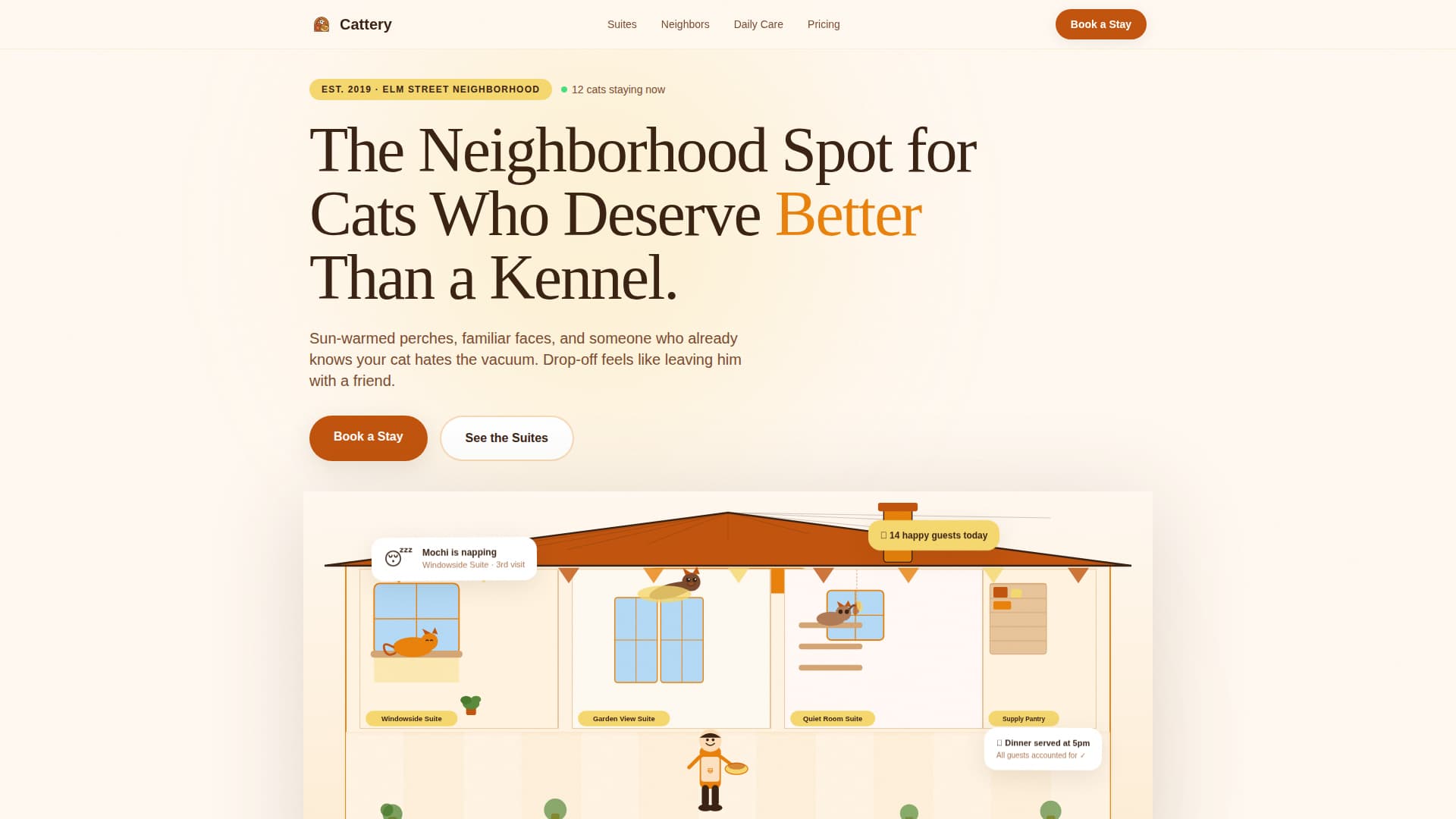 Cattery - Cozy Catboarding Landing Page Template
