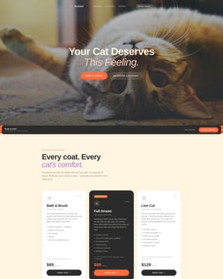 Purrfect - Irresistible Catgrooming Landing Page Template