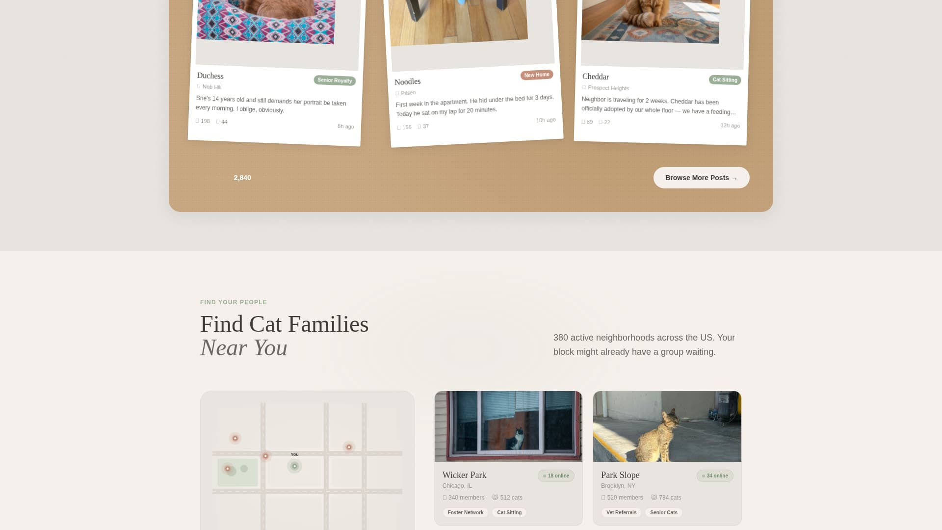 Whisker - Cozy Catcommunity Landing Page Template