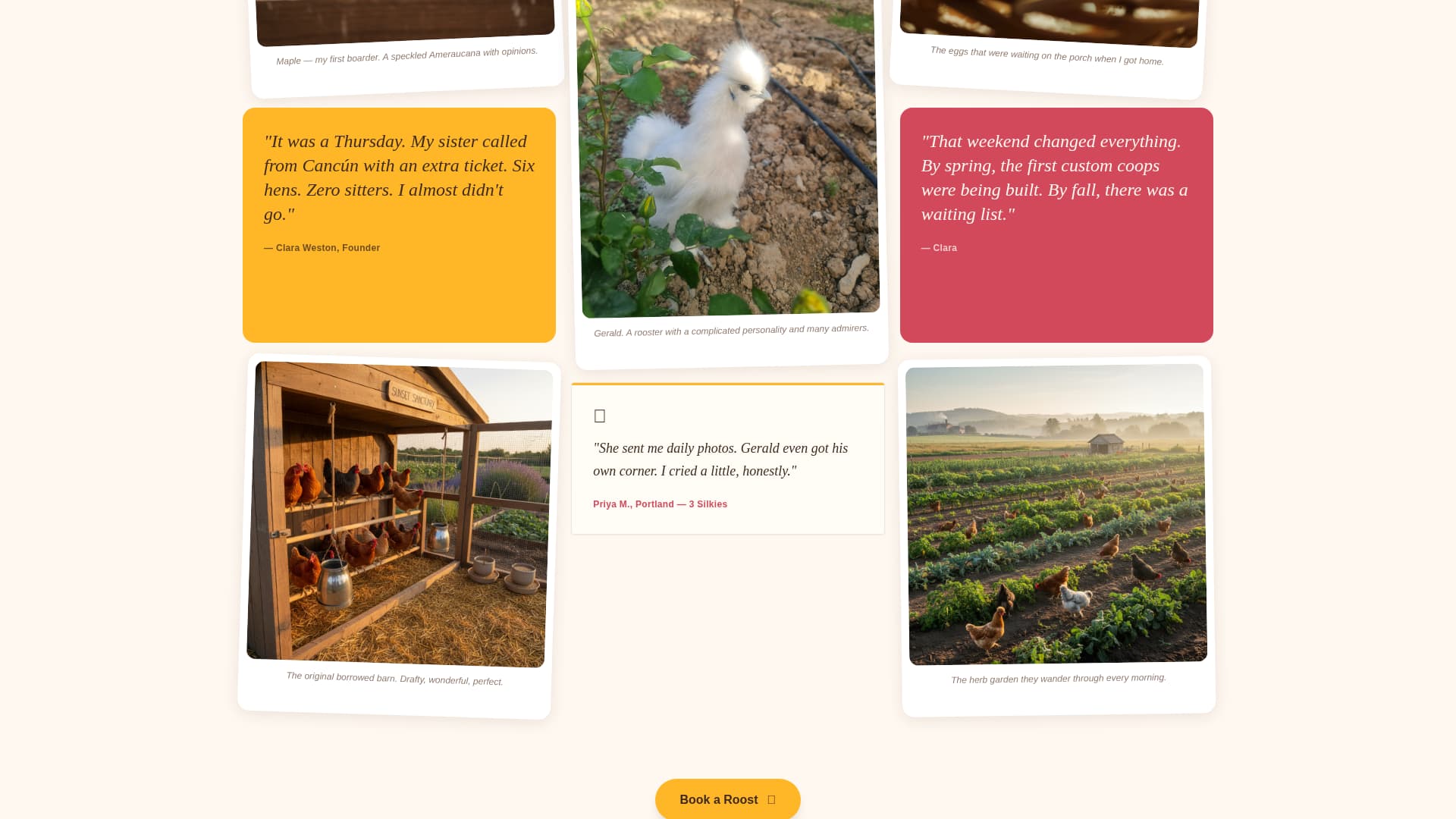 Roost - Charming Poultryboarding Landing Page Template