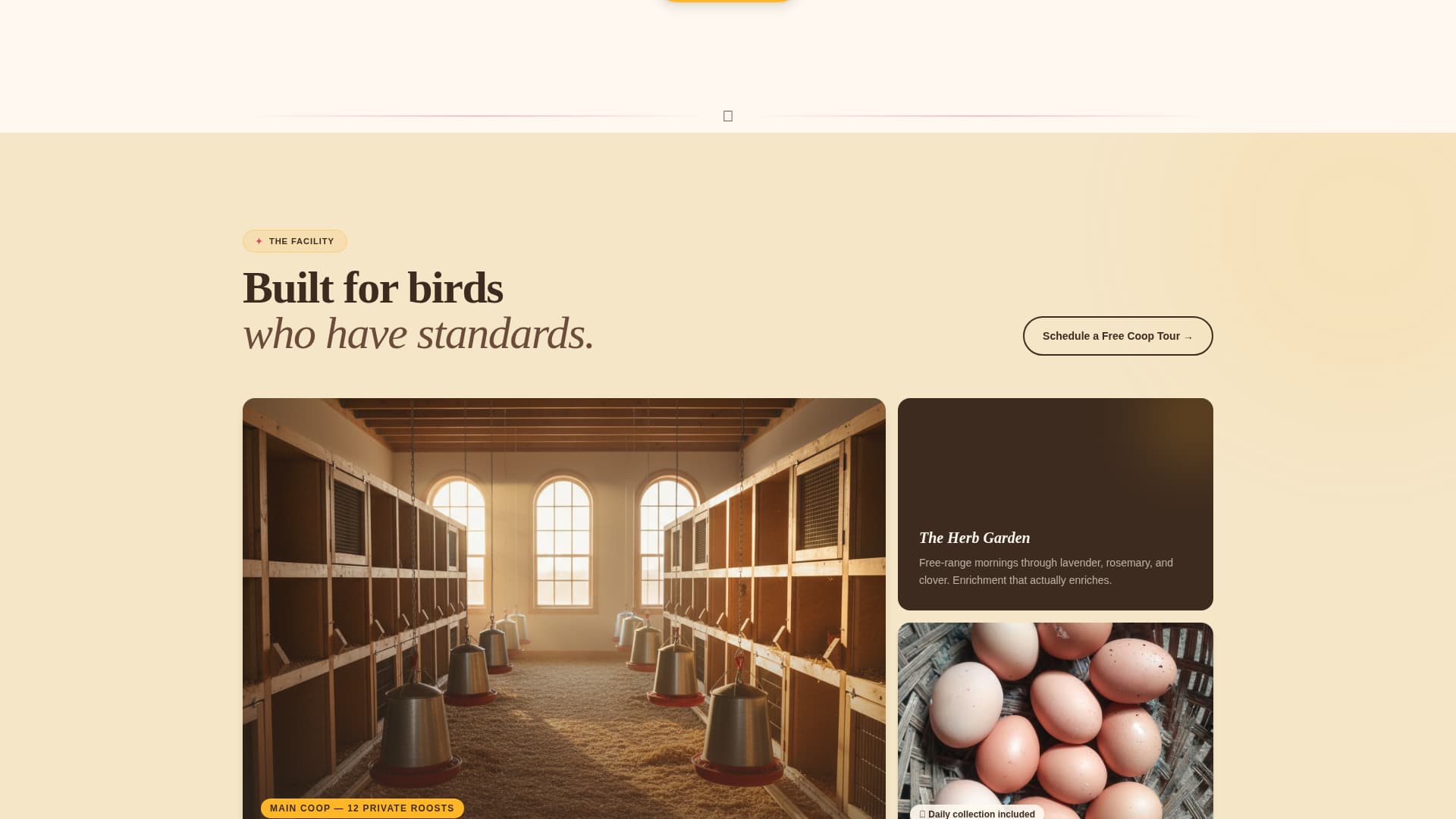 Roost - Charming Poultryboarding Landing Page Template