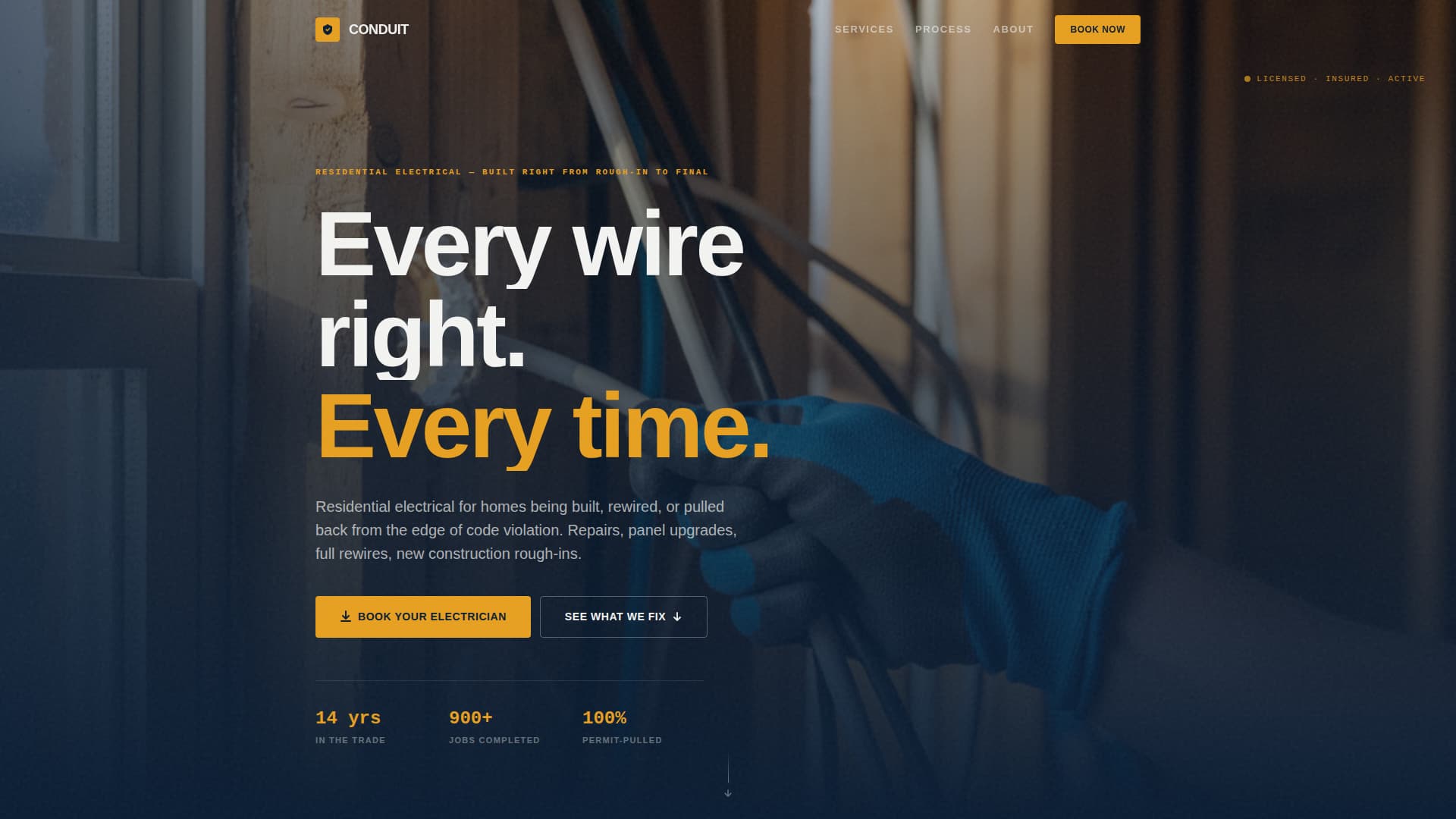 Conduit — Licensed Electrical Contractor Landing Page Template