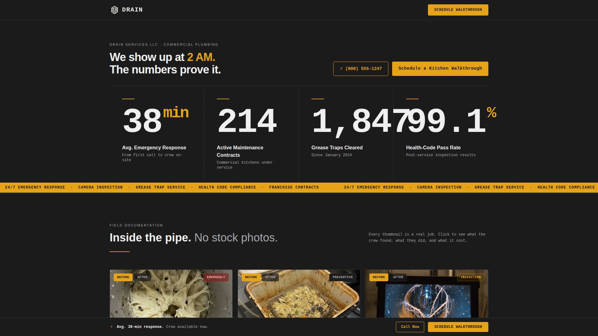 Drain - Industrial Plumbing Landing Page Template