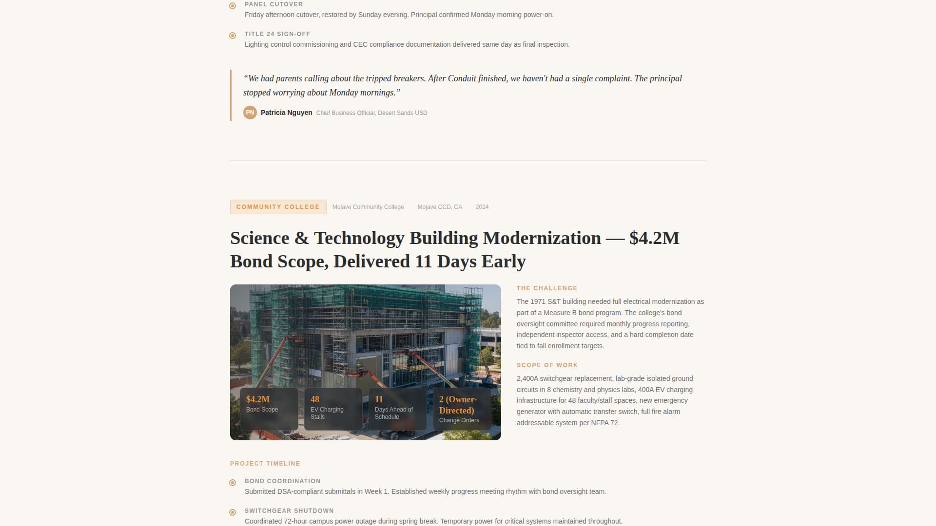 Conduit - Trusted Campus Electrical Landing Page Template