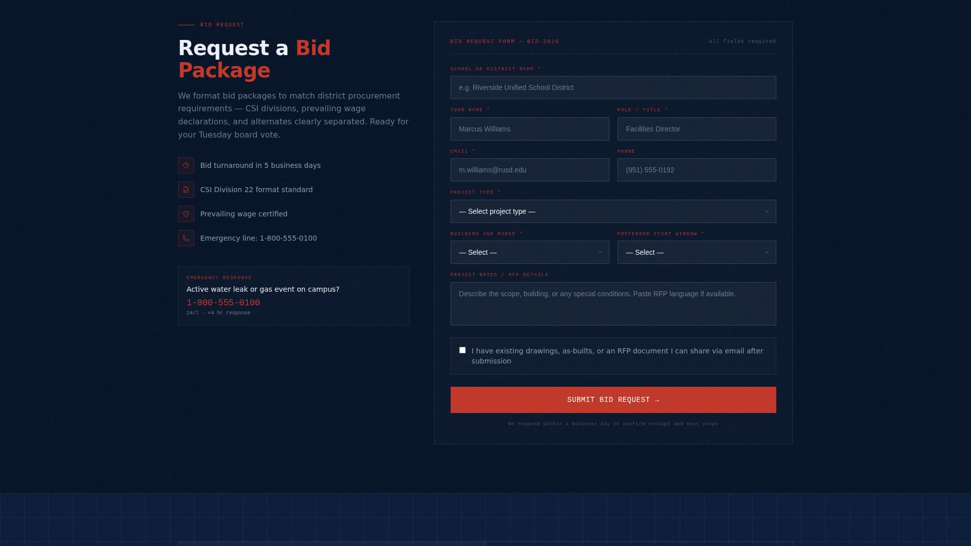Mainline - Trusted Campus Plumbing Landing Page Template