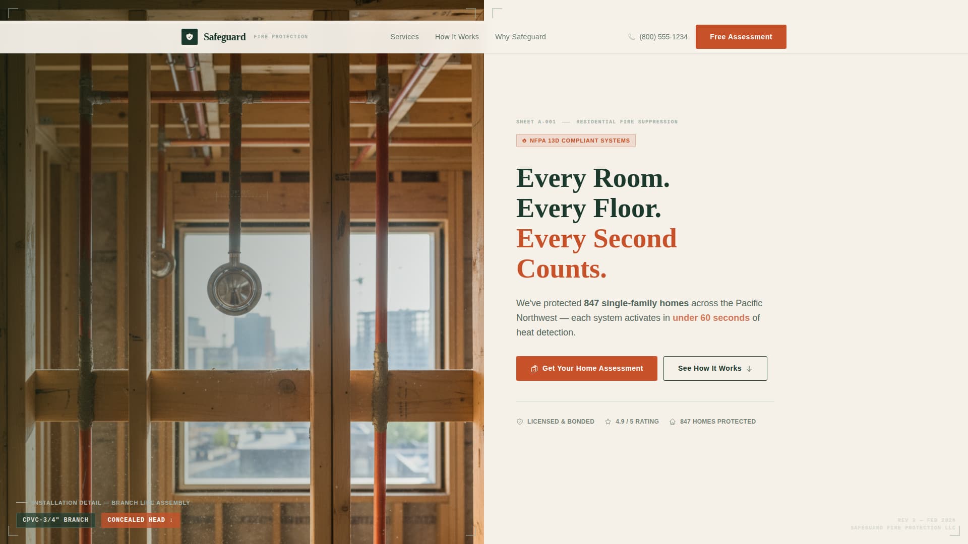 Safeguard - Precision Fire Protection Landing Page Template