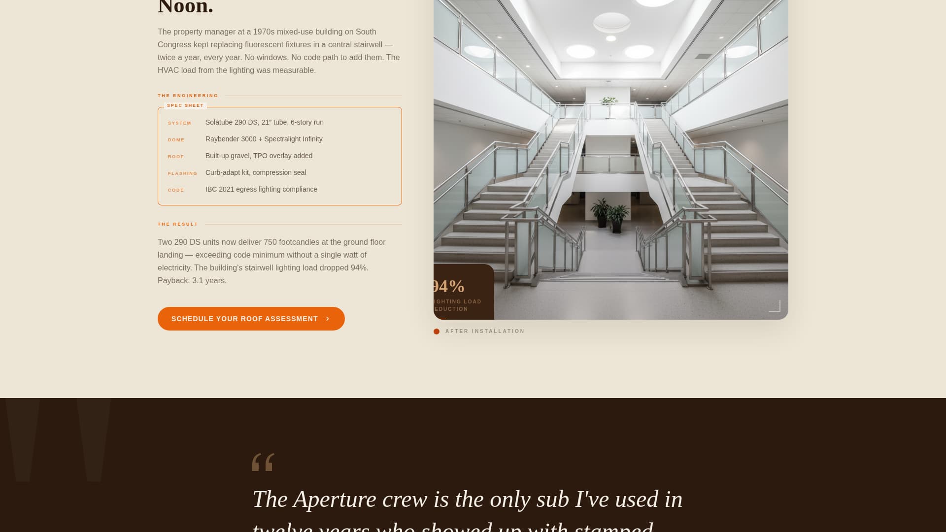 Aperture - Precision Skylight Landing Page Template
