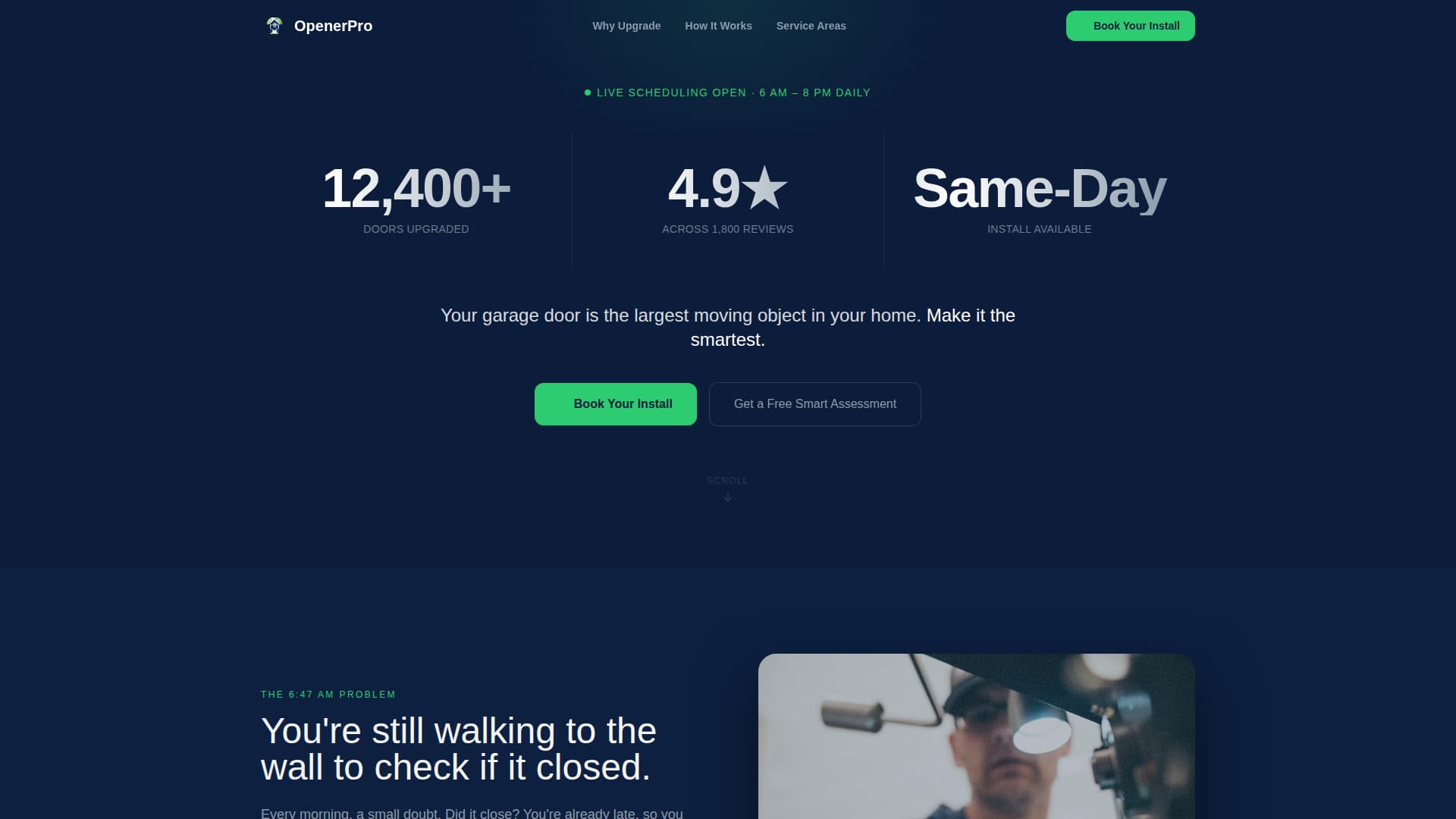 Opener - Authoritative Smart Garage Landing Page Template