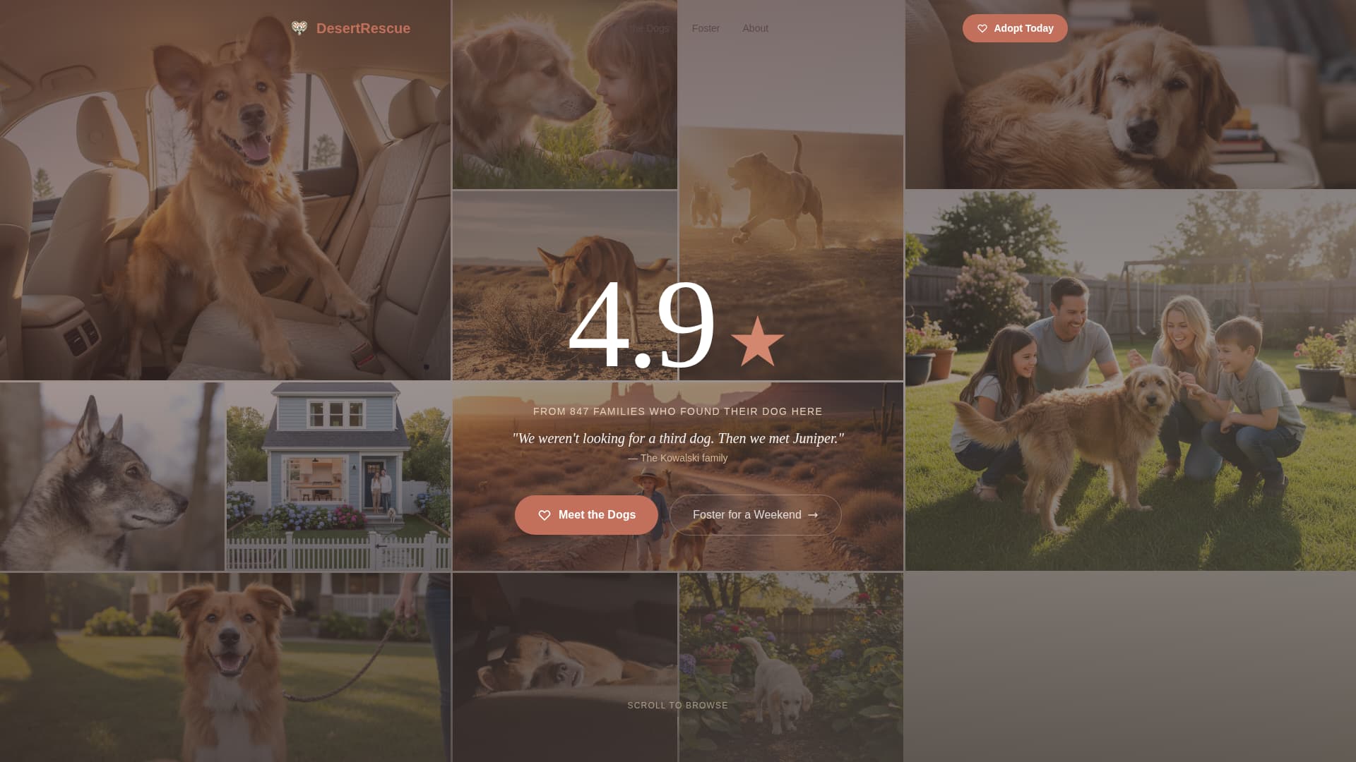 Rescue - Heartfelt Dogrescue Landing Page Template