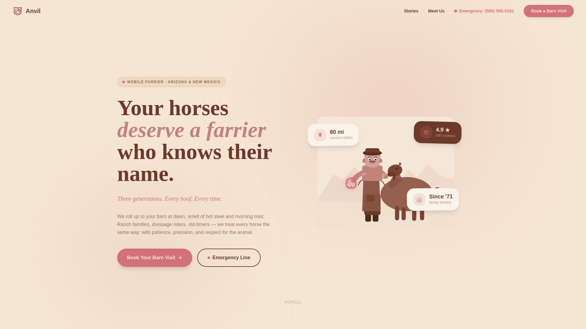 Anvil - Trusted Farrier Landing Page Template