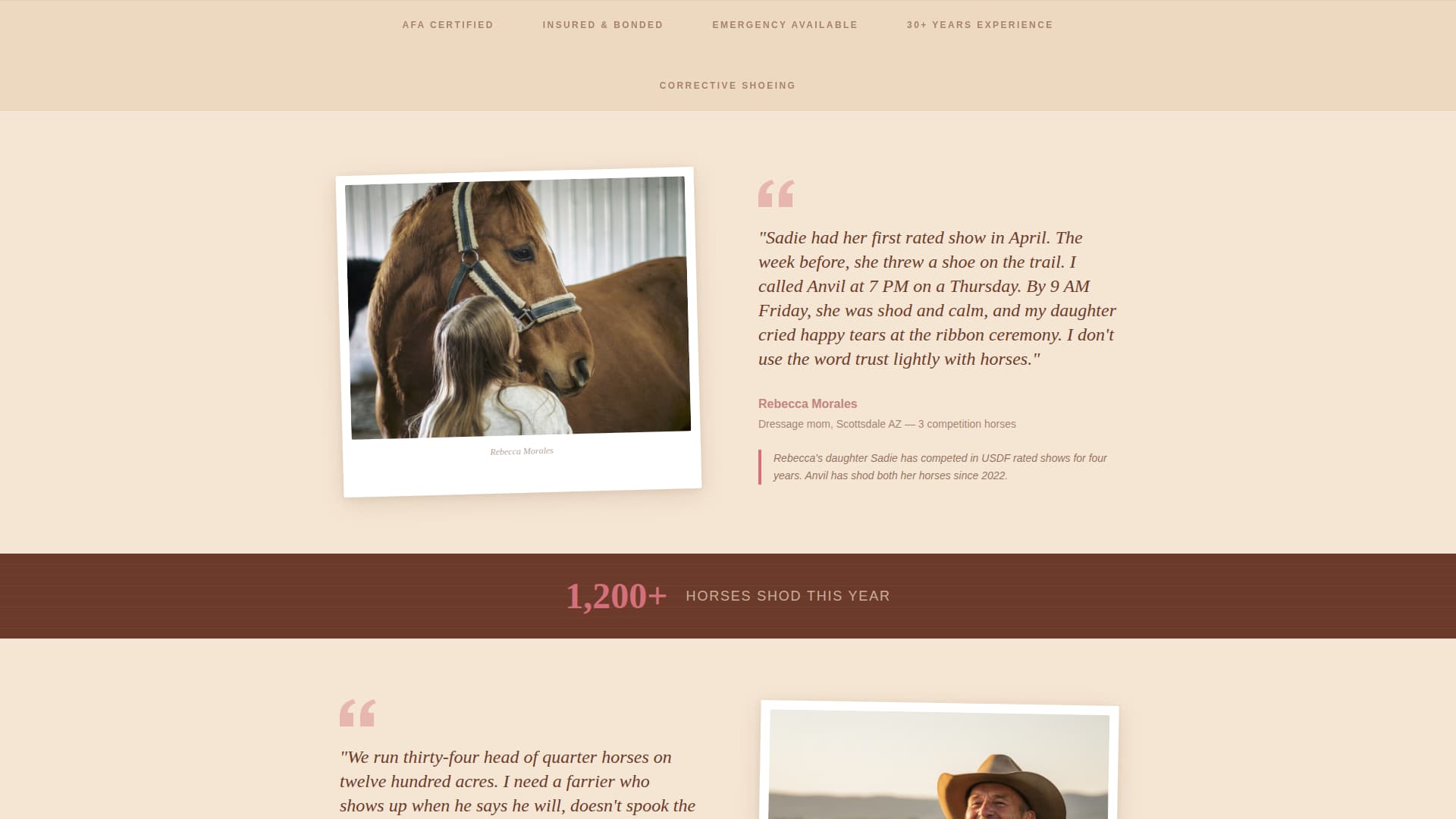 Anvil - Trusted Farrier Landing Page Template