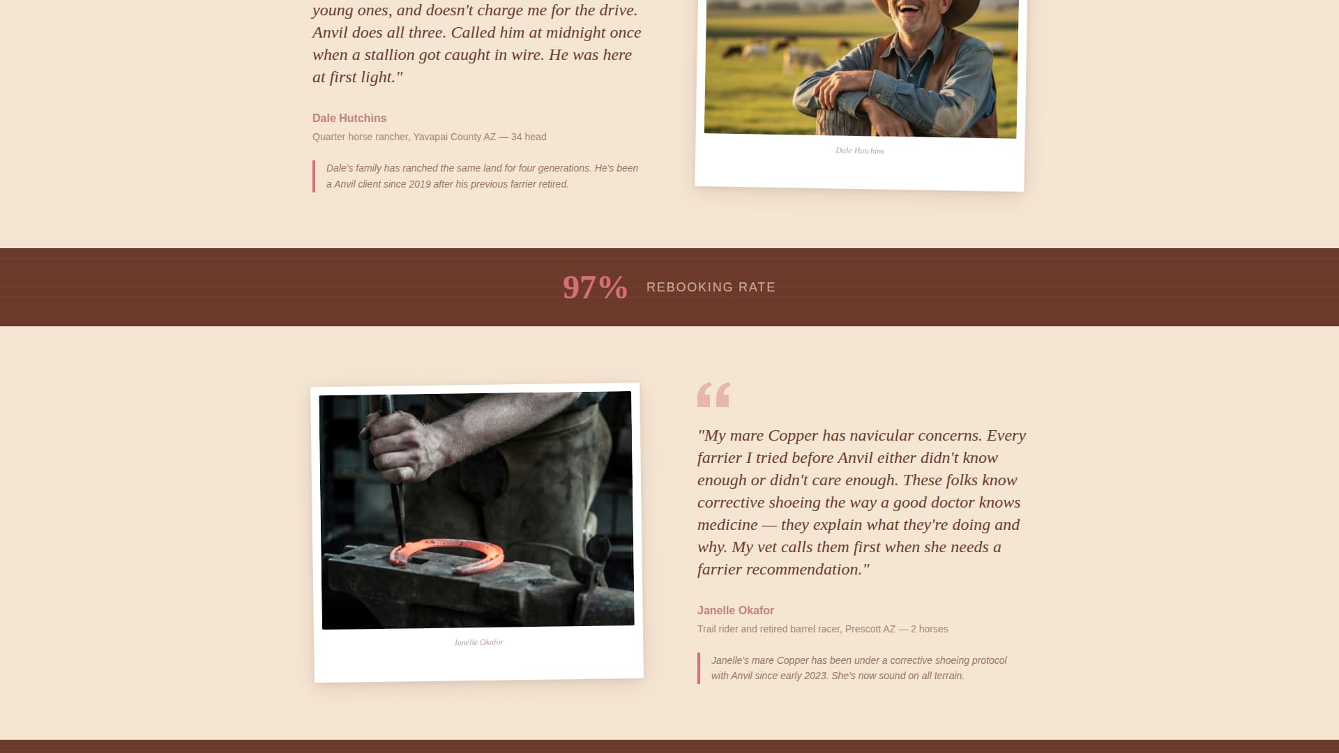 Anvil - Trusted Farrier Landing Page Template