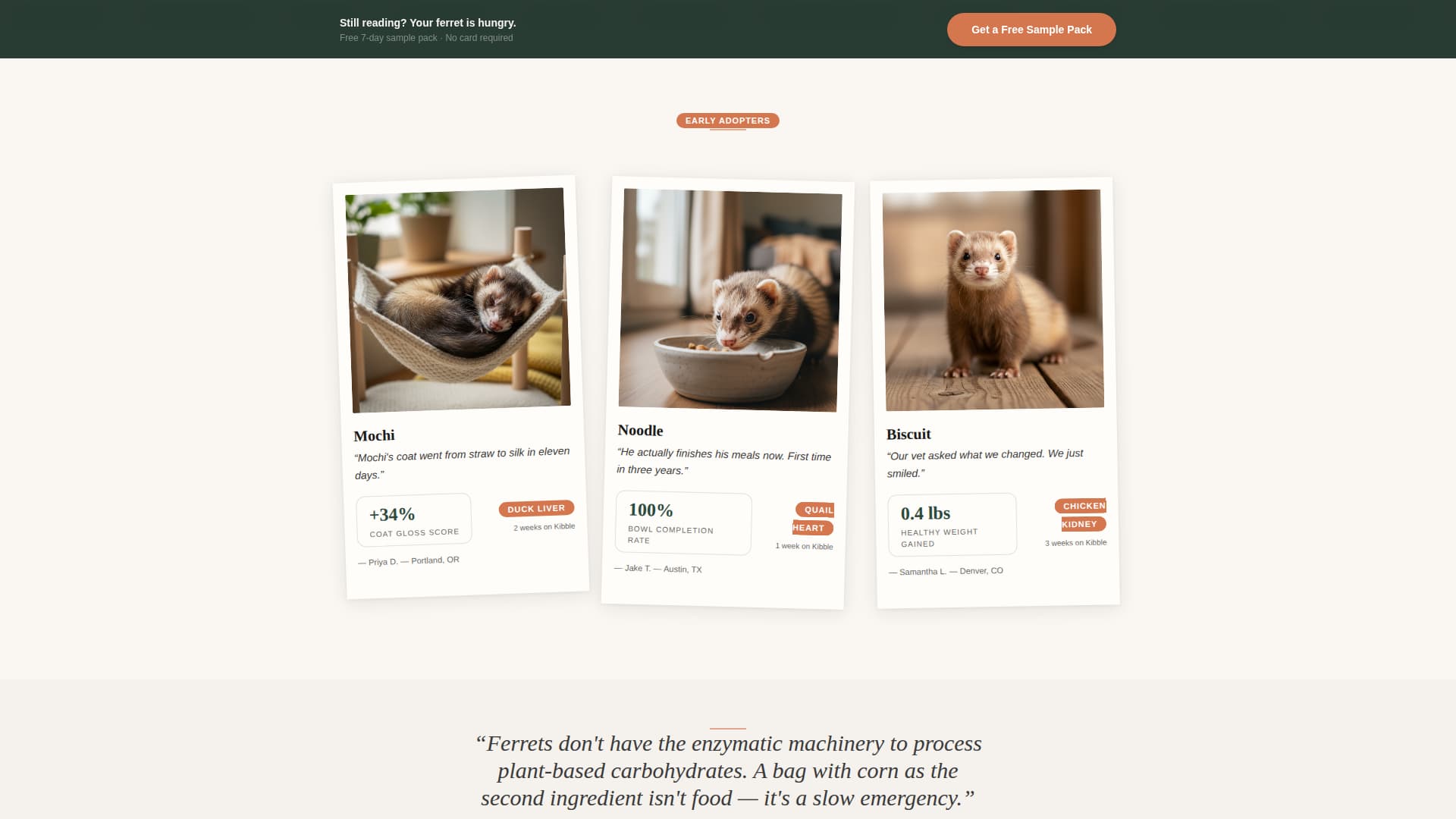 Ferret - Premium Food Landing Page Template