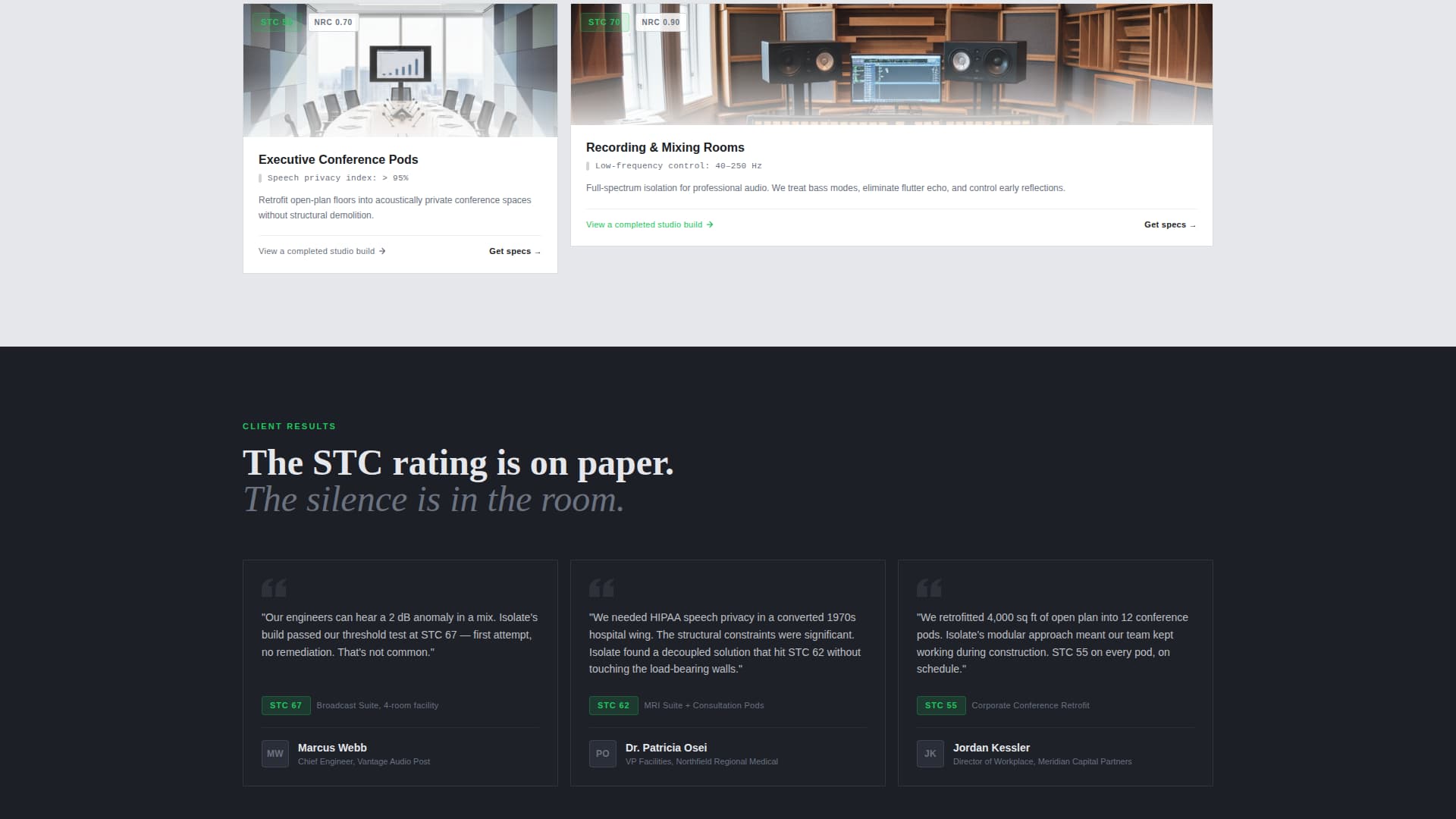 Isolate - Precision Soundproofing Landing Page Template