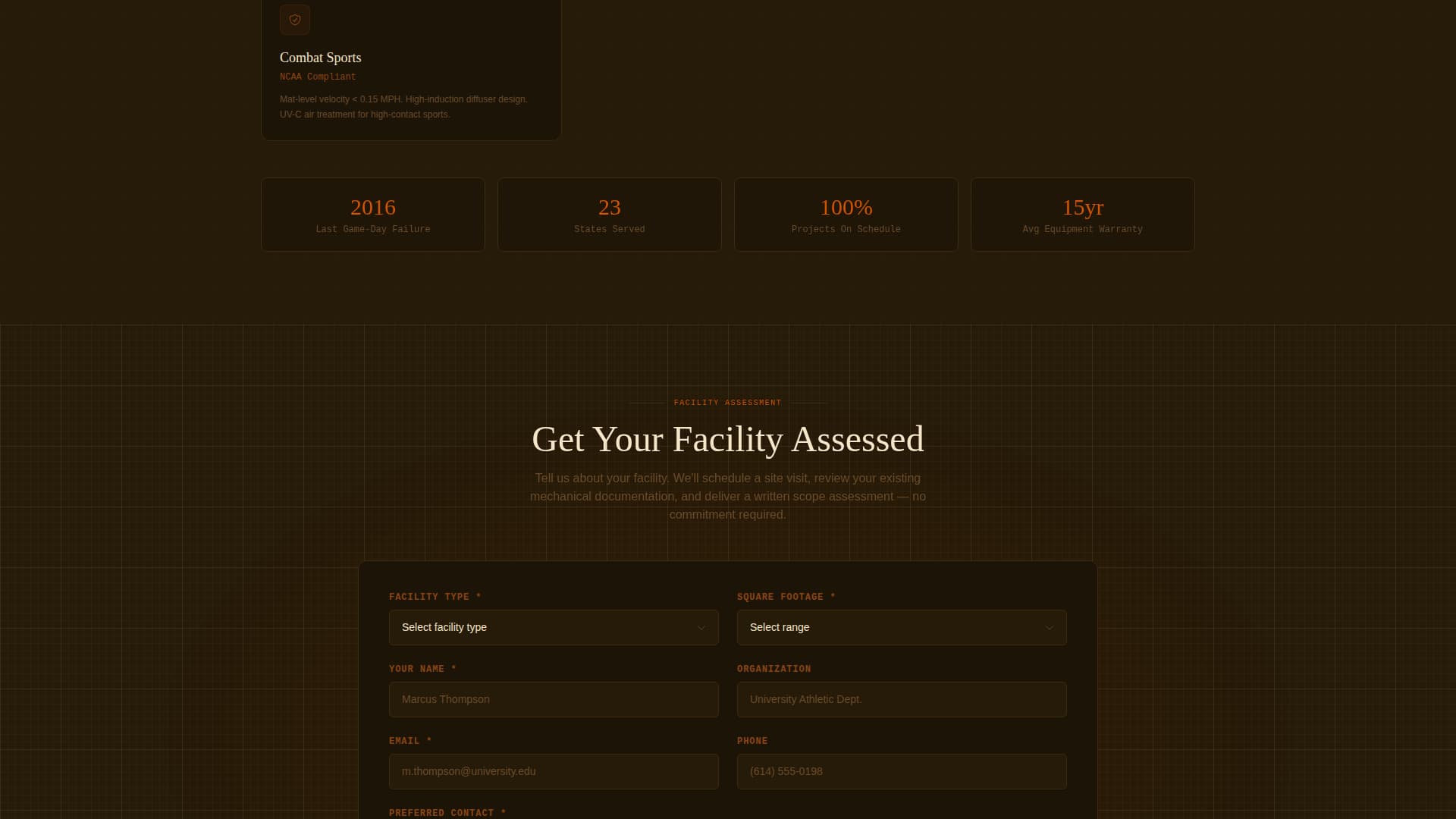 Airflow - Precision Sports Facility Landing Page Template