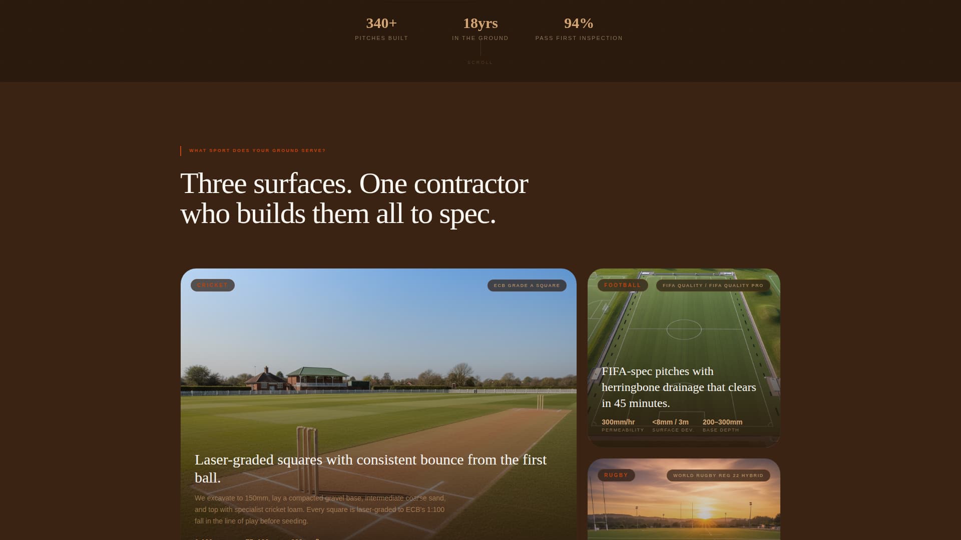 Groundcraft - Precision Sports Facility Landing Page Template